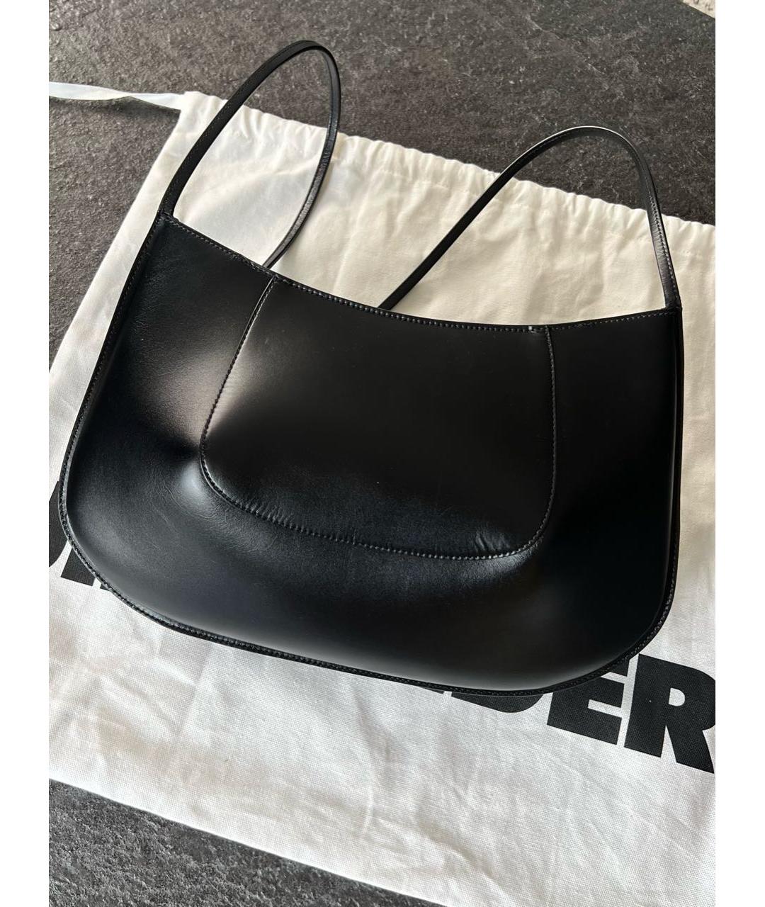 JIL SANDER Черная кожаная сумка через плечо, фото 2