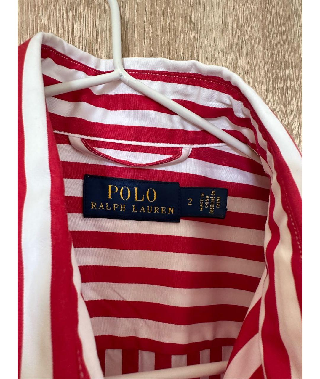 POLO RALPH LAUREN Красное хлопковое повседневное платье, фото 3