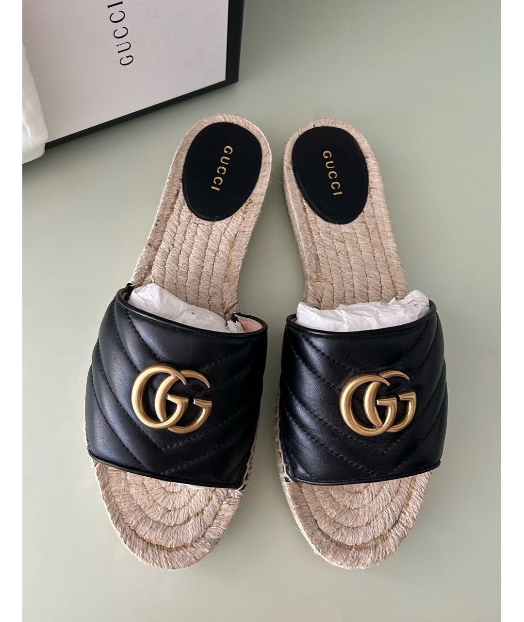 GUCCI Черные кожаные сабо, фото 2