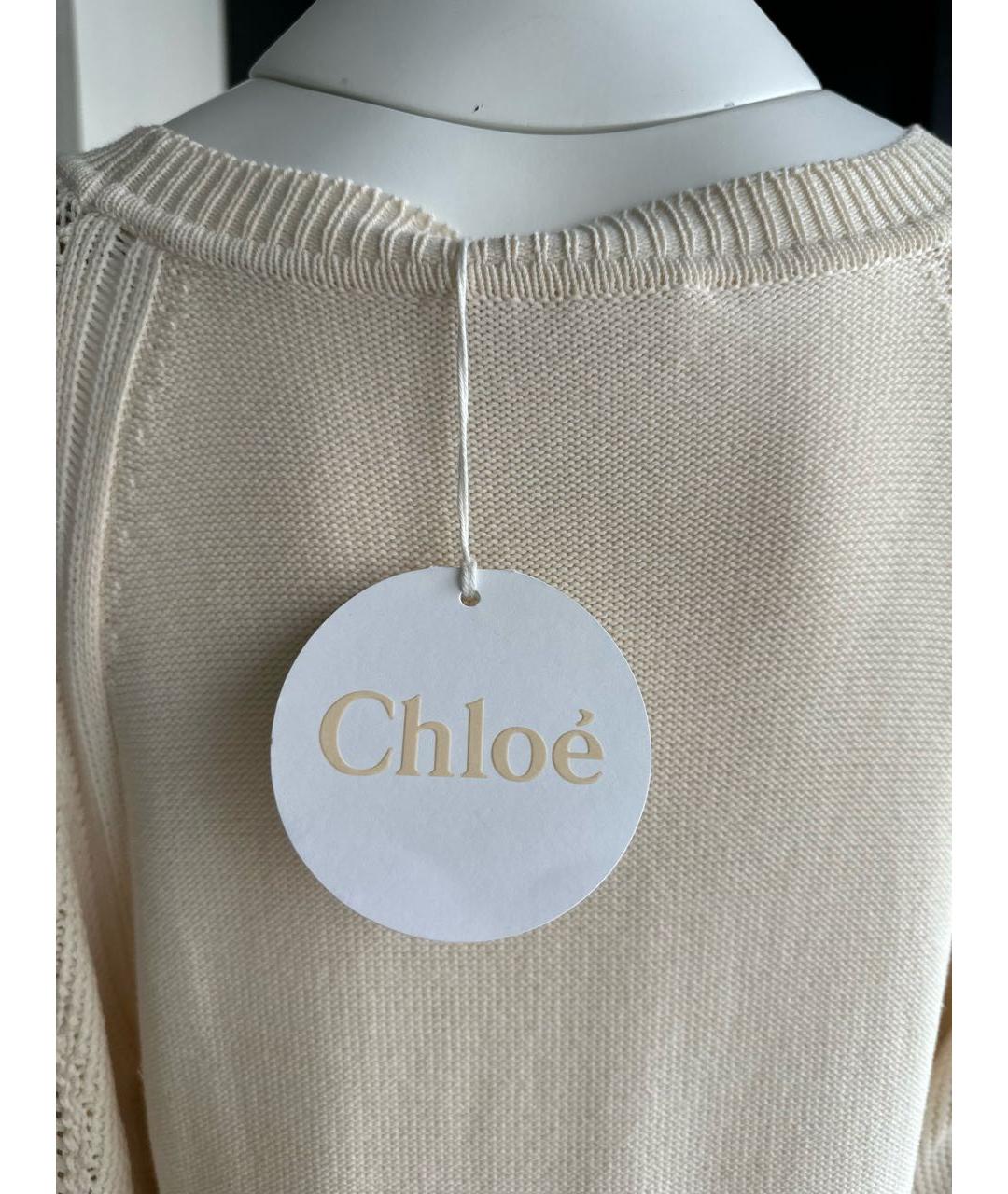 CHLOE Бежевое хлопковое повседневное платье, фото 3