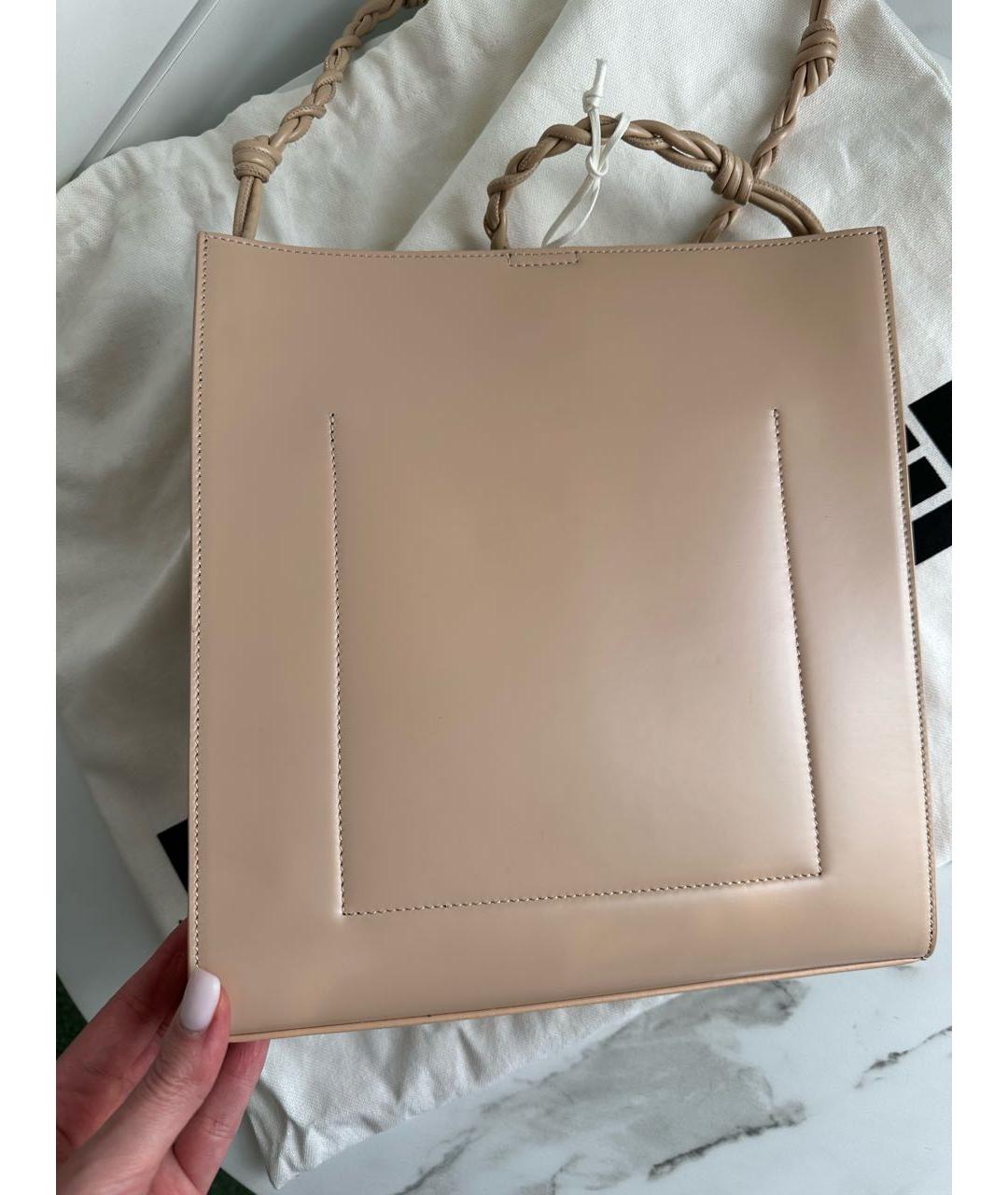 JIL SANDER Бежевая кожаная сумка через плечо, фото 3