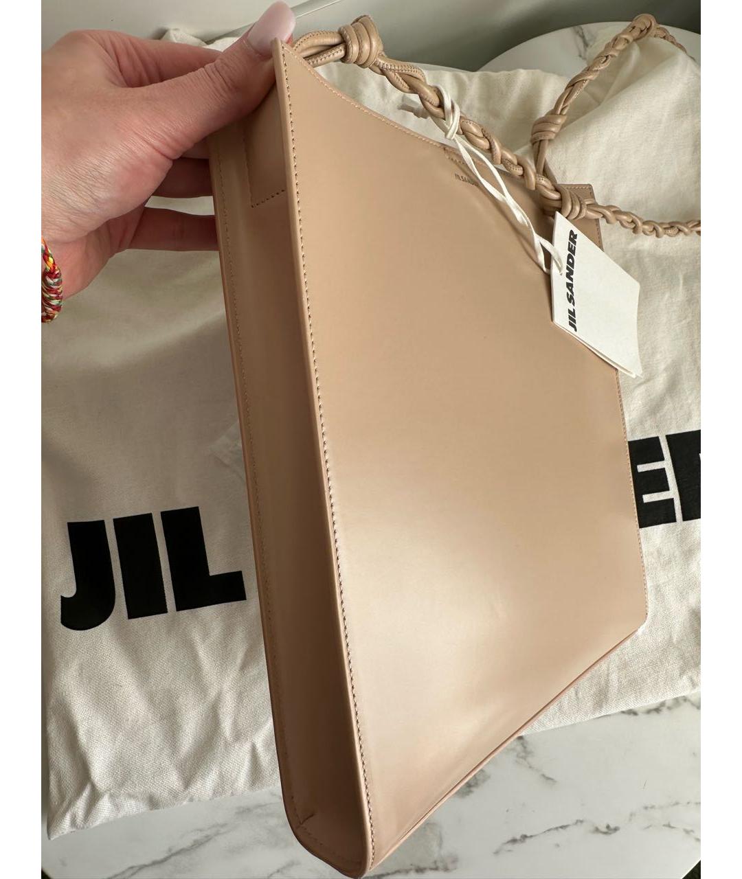 JIL SANDER Бежевая кожаная сумка через плечо, фото 2