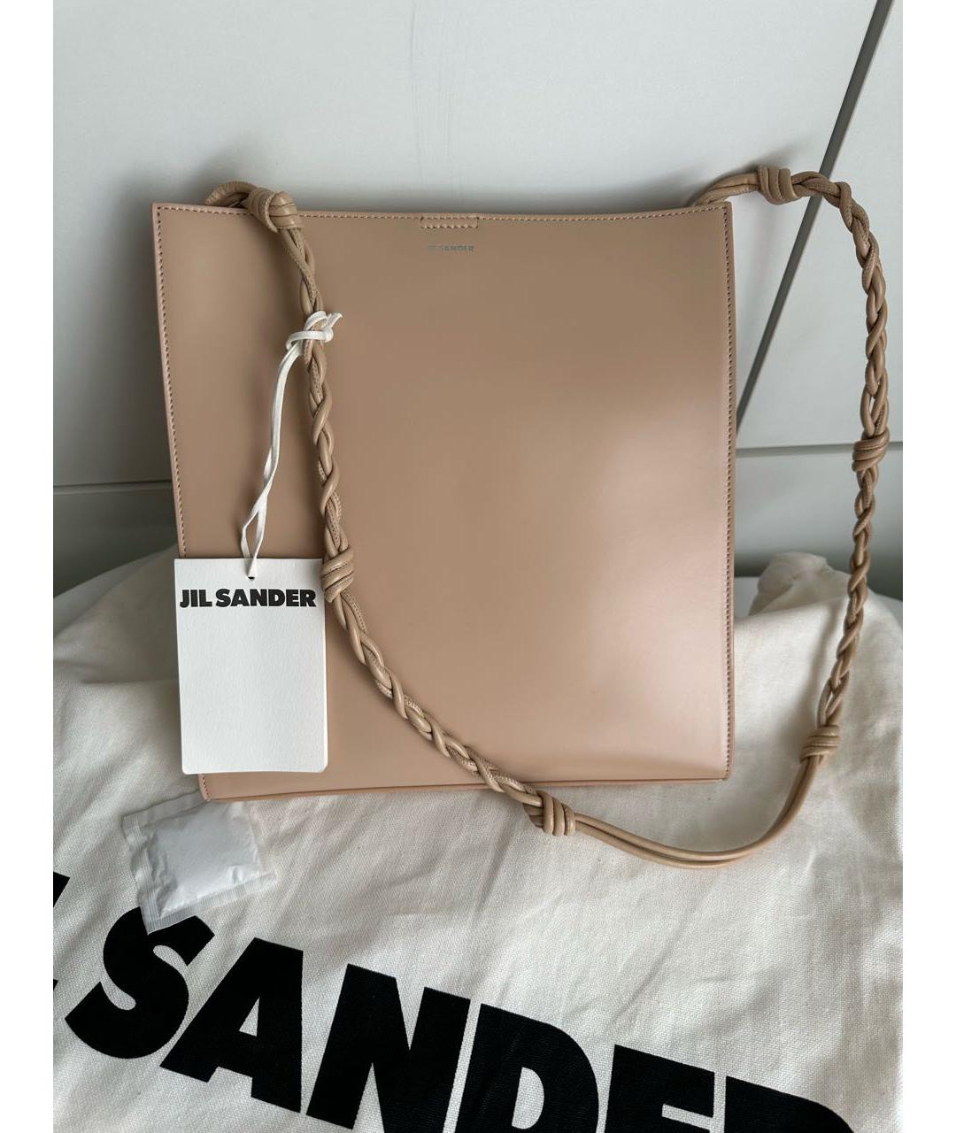 JIL SANDER Бежевая кожаная сумка через плечо, фото 7