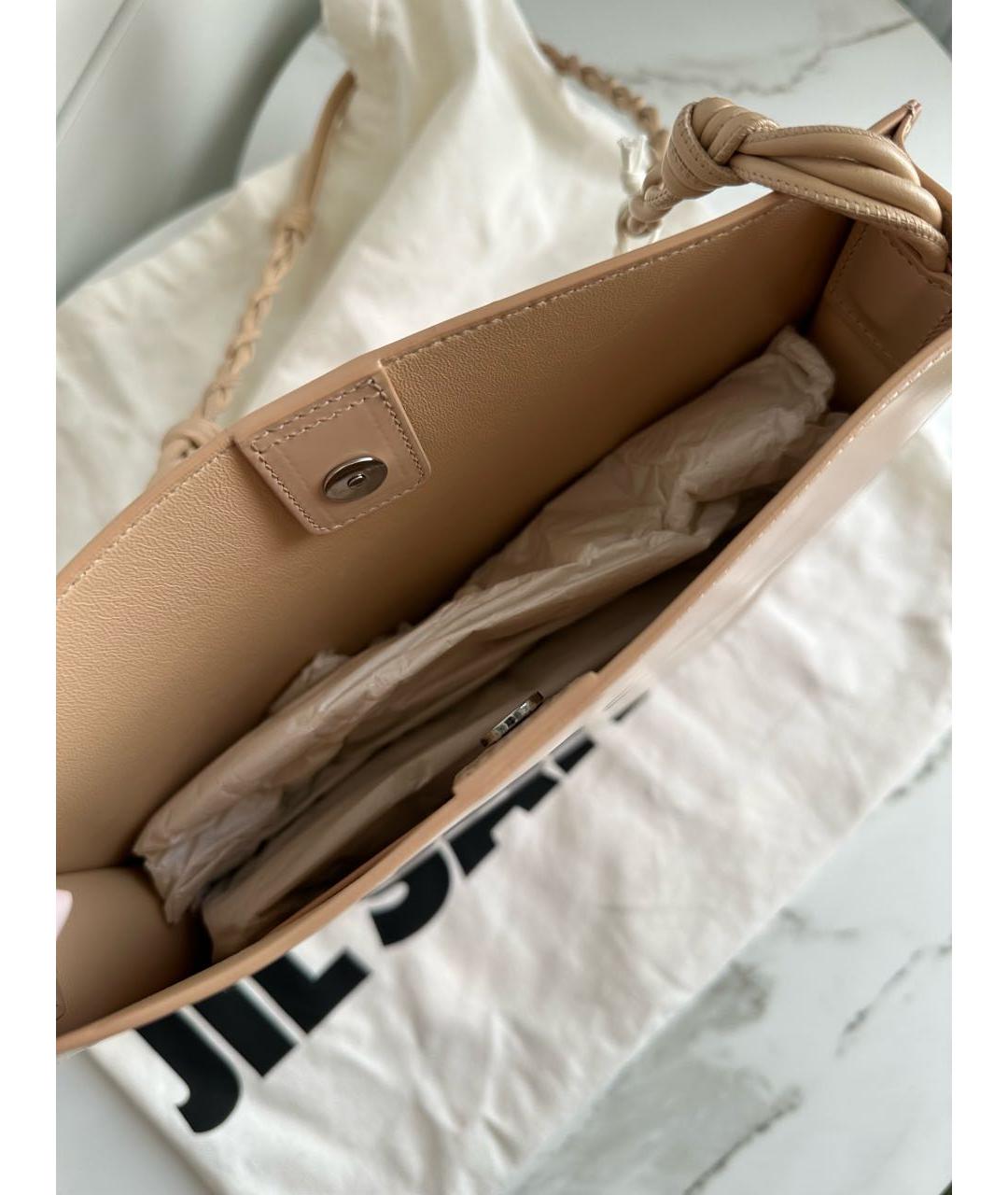 JIL SANDER Бежевая кожаная сумка через плечо, фото 4