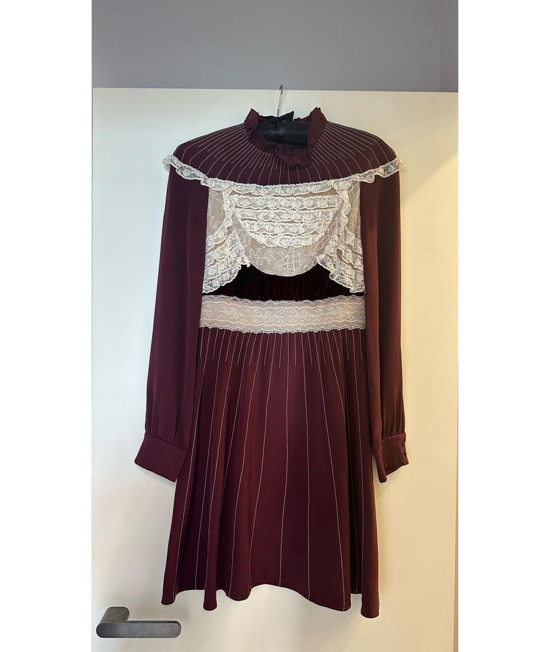 VALENTINO Бордовое шелковое вечернее платье, фото 9