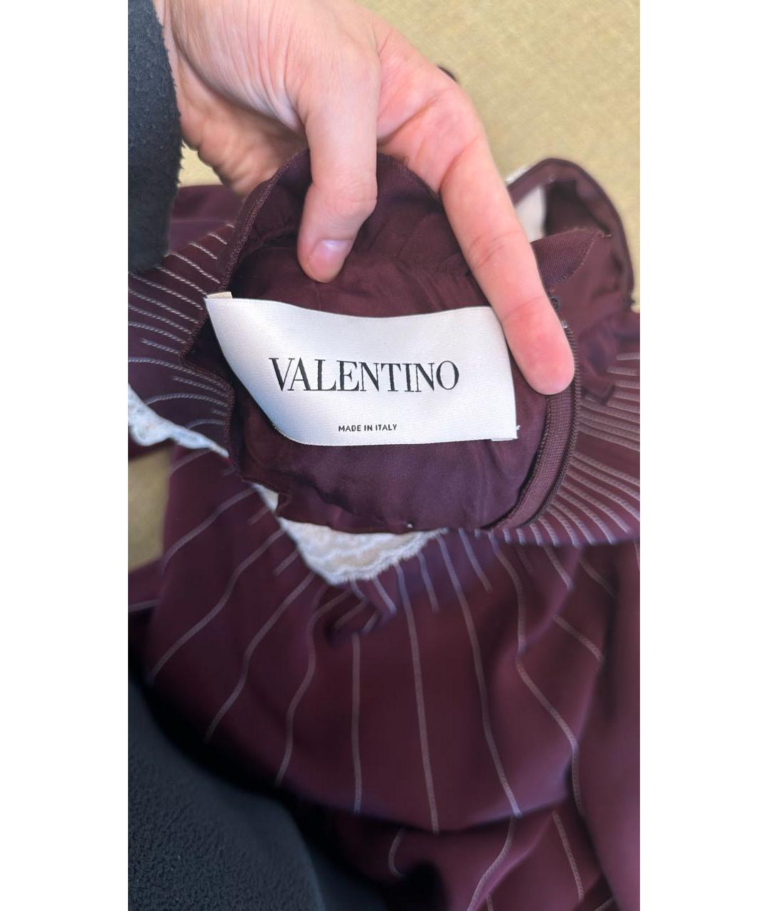 VALENTINO Бордовое шелковое вечернее платье, фото 3