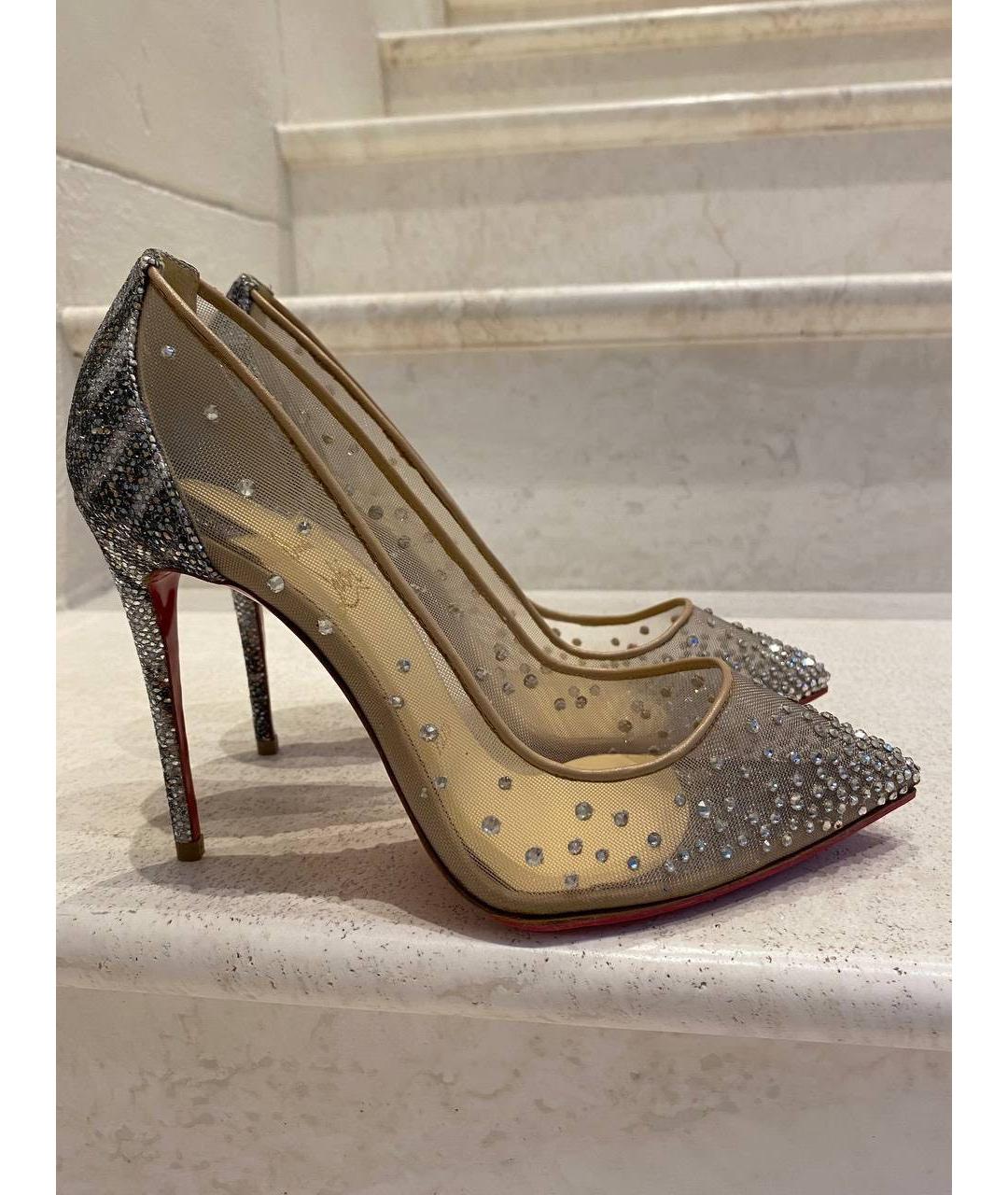 CHRISTIAN LOUBOUTIN Бежевые текстильные туфли, фото 2