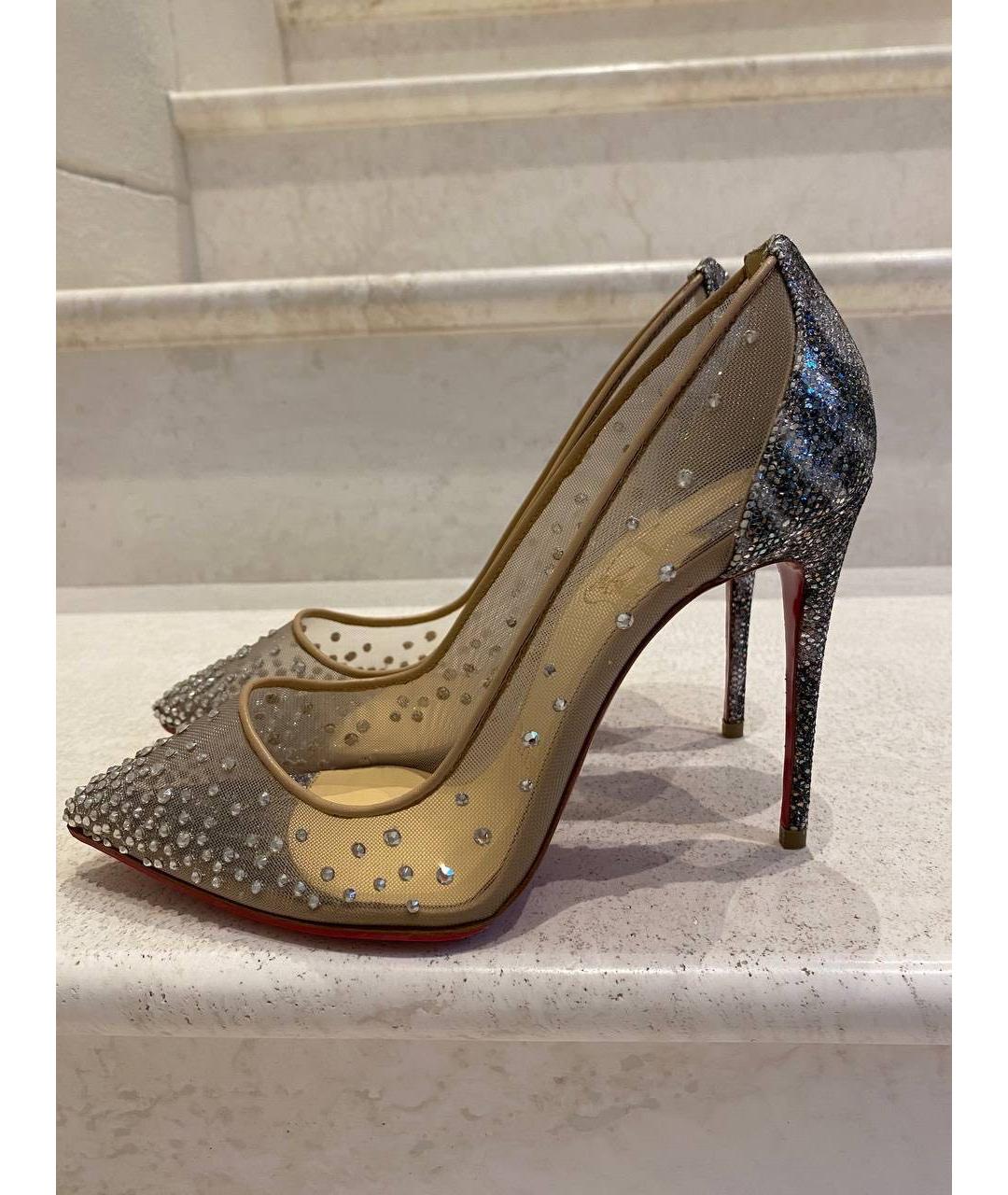 CHRISTIAN LOUBOUTIN Бежевые текстильные туфли, фото 4