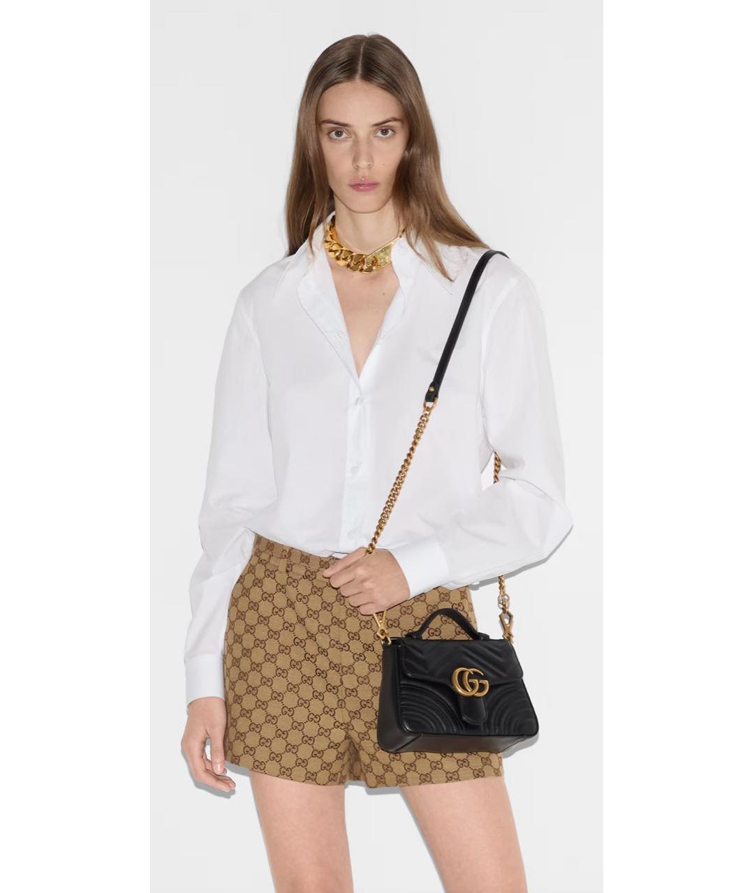GUCCI Черная кожаная сумка с короткими ручками, фото 6