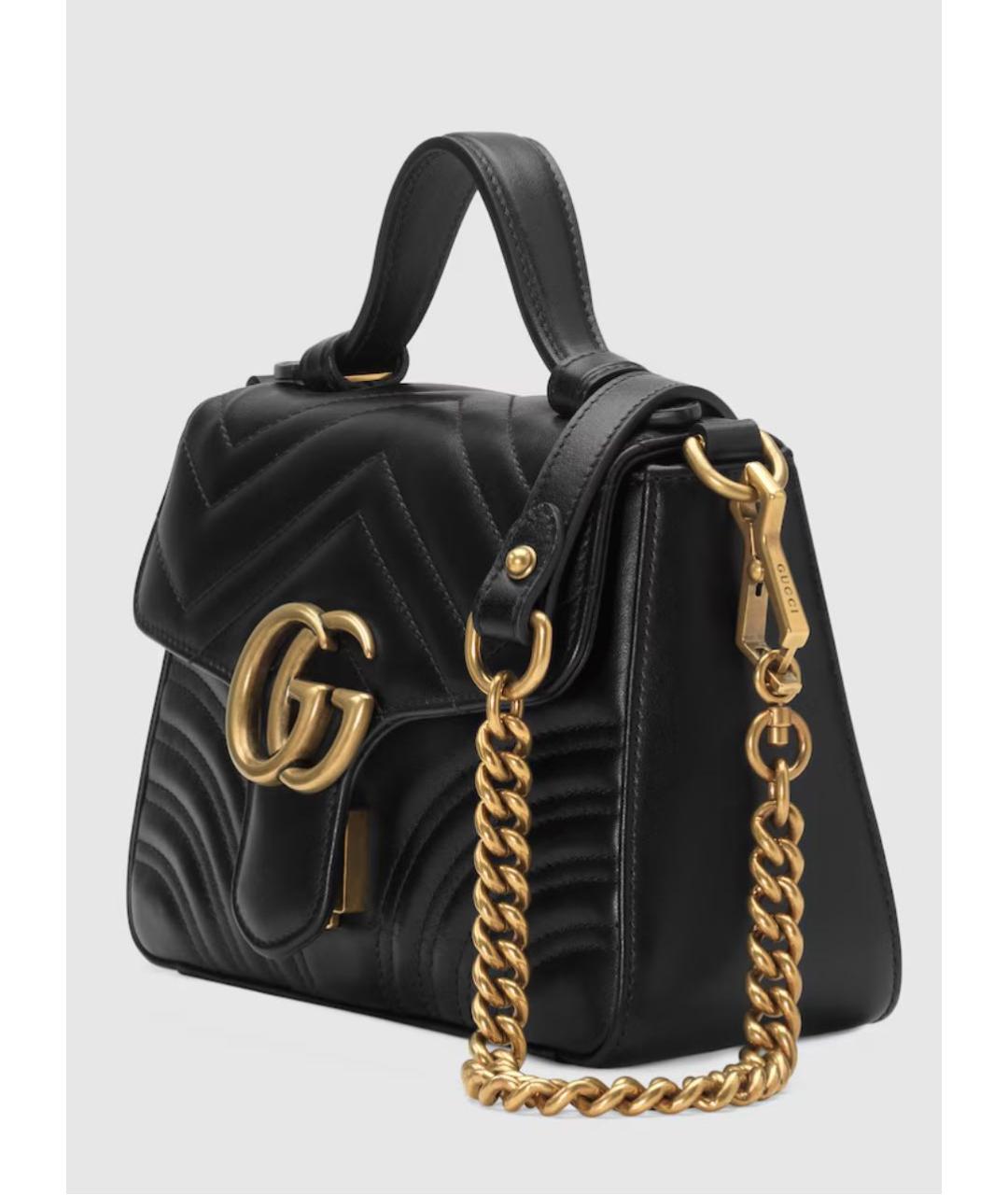 GUCCI Черная кожаная сумка с короткими ручками, фото 2