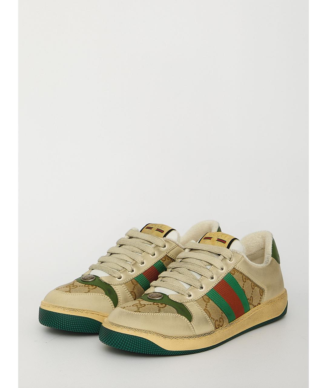 GUCCI Бежевые низкие кроссовки / кеды, фото 2