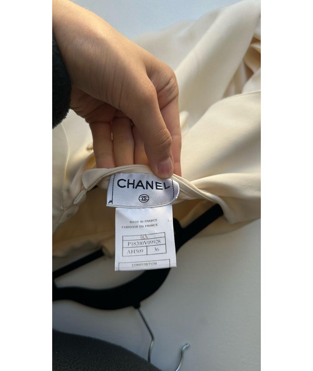 CHANEL Бежевая шелковая блузы, фото 3