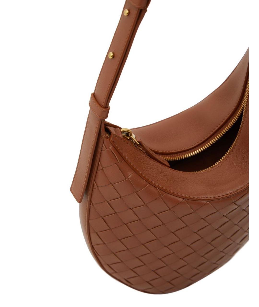 BOTTEGA VENETA Коричневая кожаная сумка через плечо, фото 4