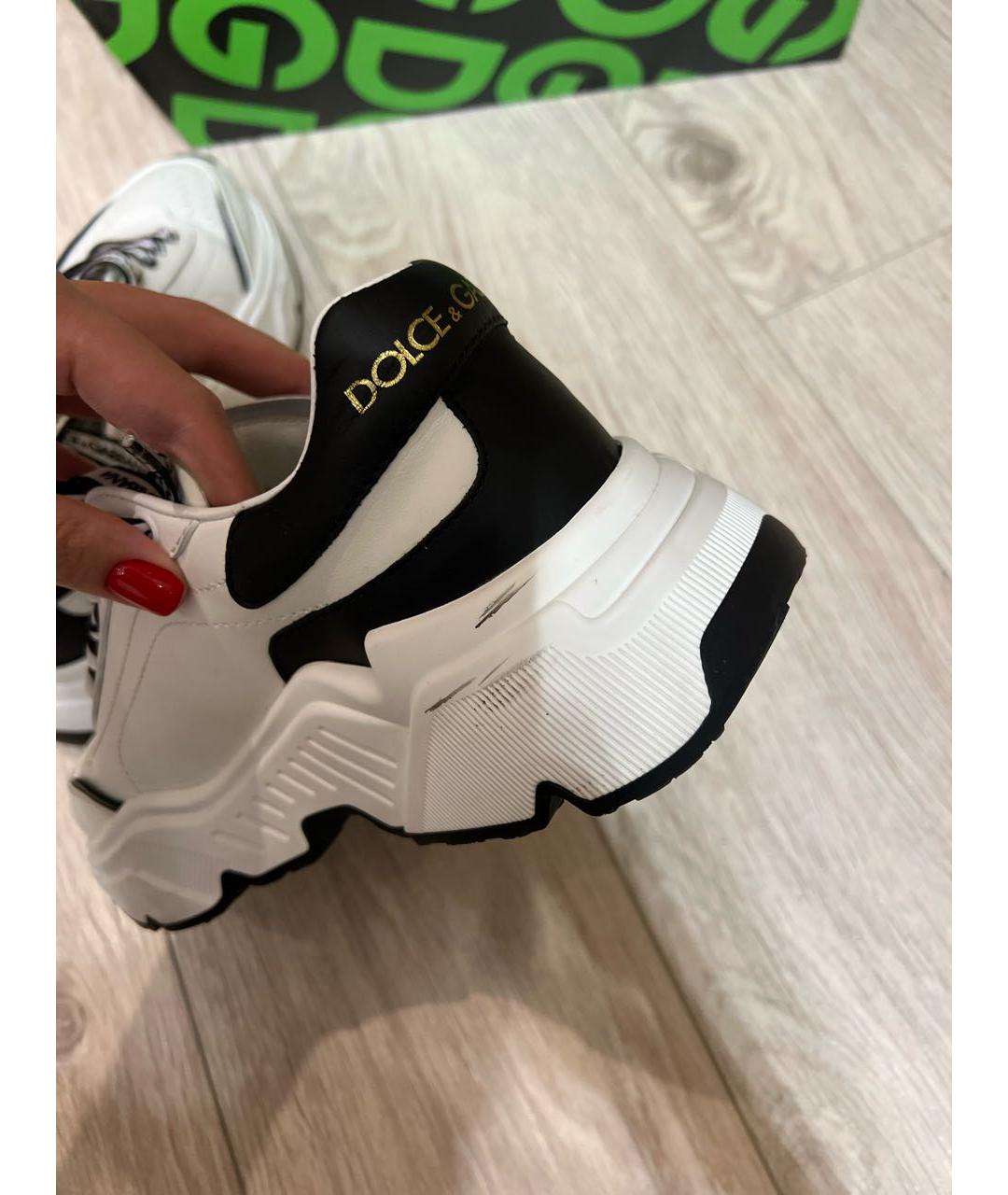 DOLCE&GABBANA Белые кожаные кроссовки, фото 5