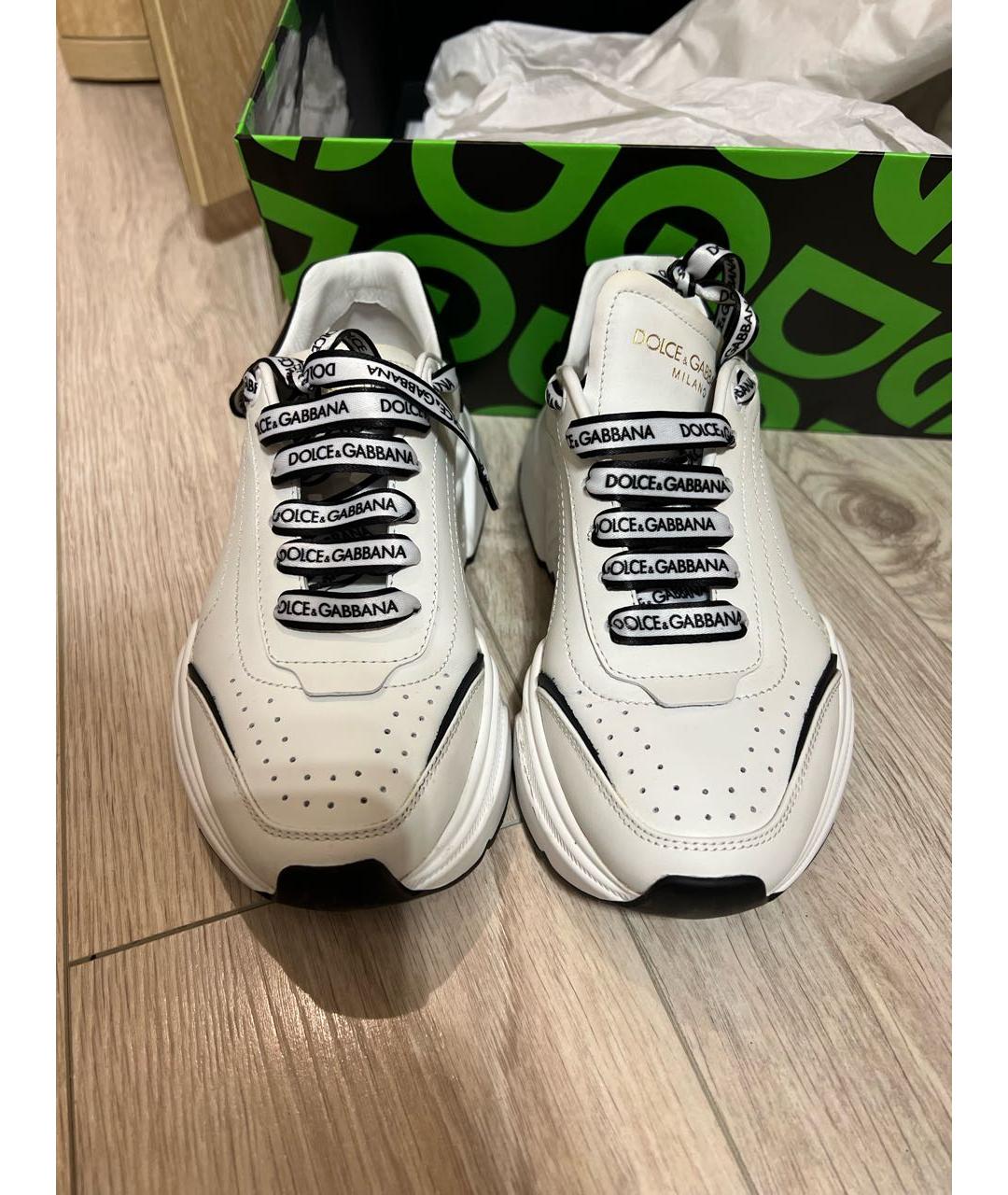 DOLCE&GABBANA Белые кожаные кроссовки, фото 2