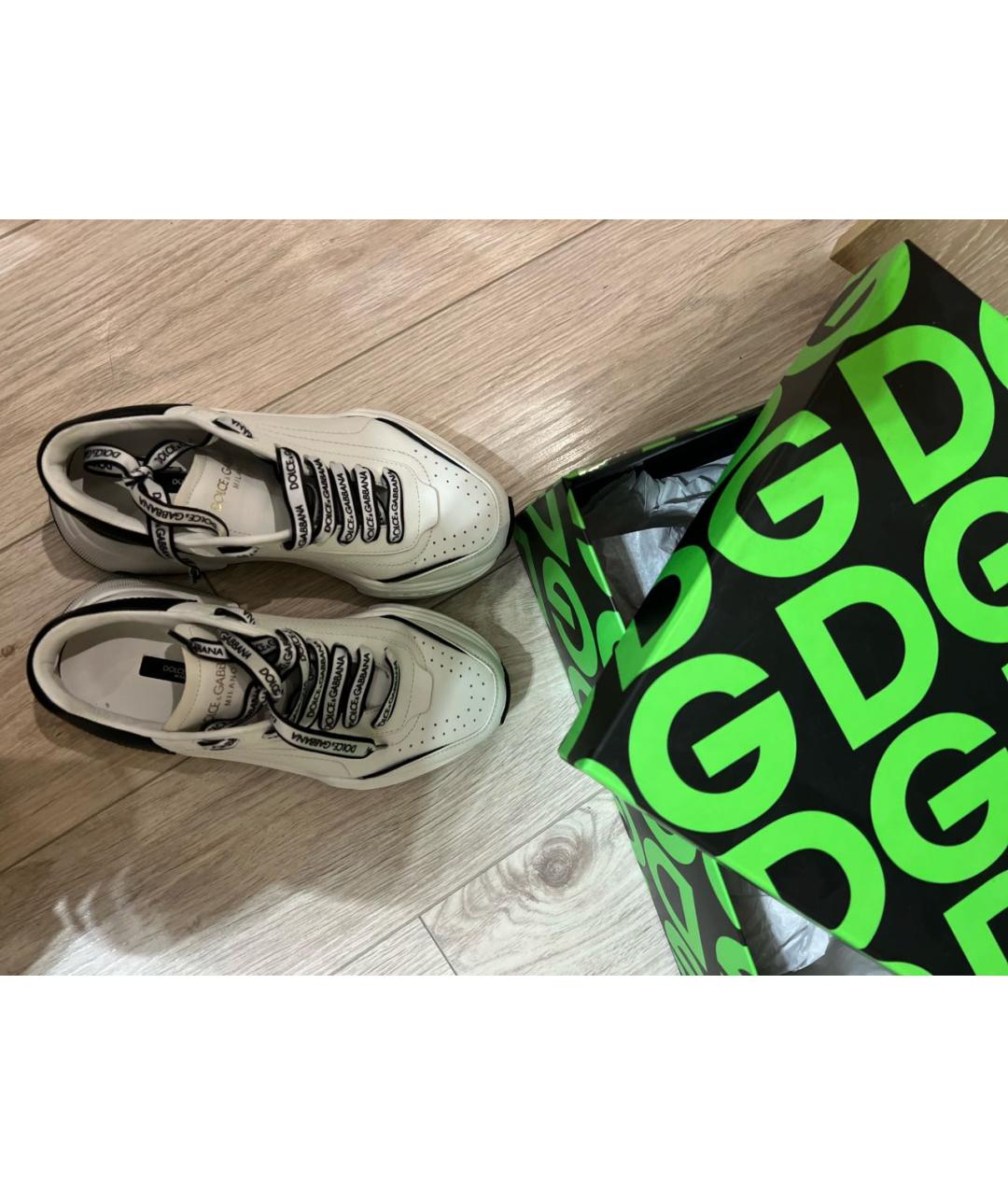 DOLCE&GABBANA Белые кожаные кроссовки, фото 6