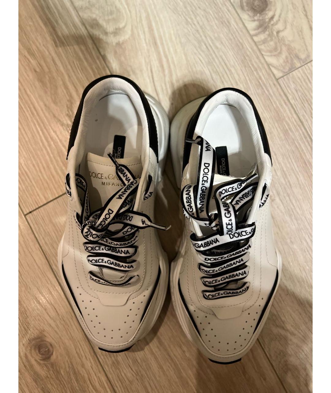 DOLCE&GABBANA Белые кожаные кроссовки, фото 3