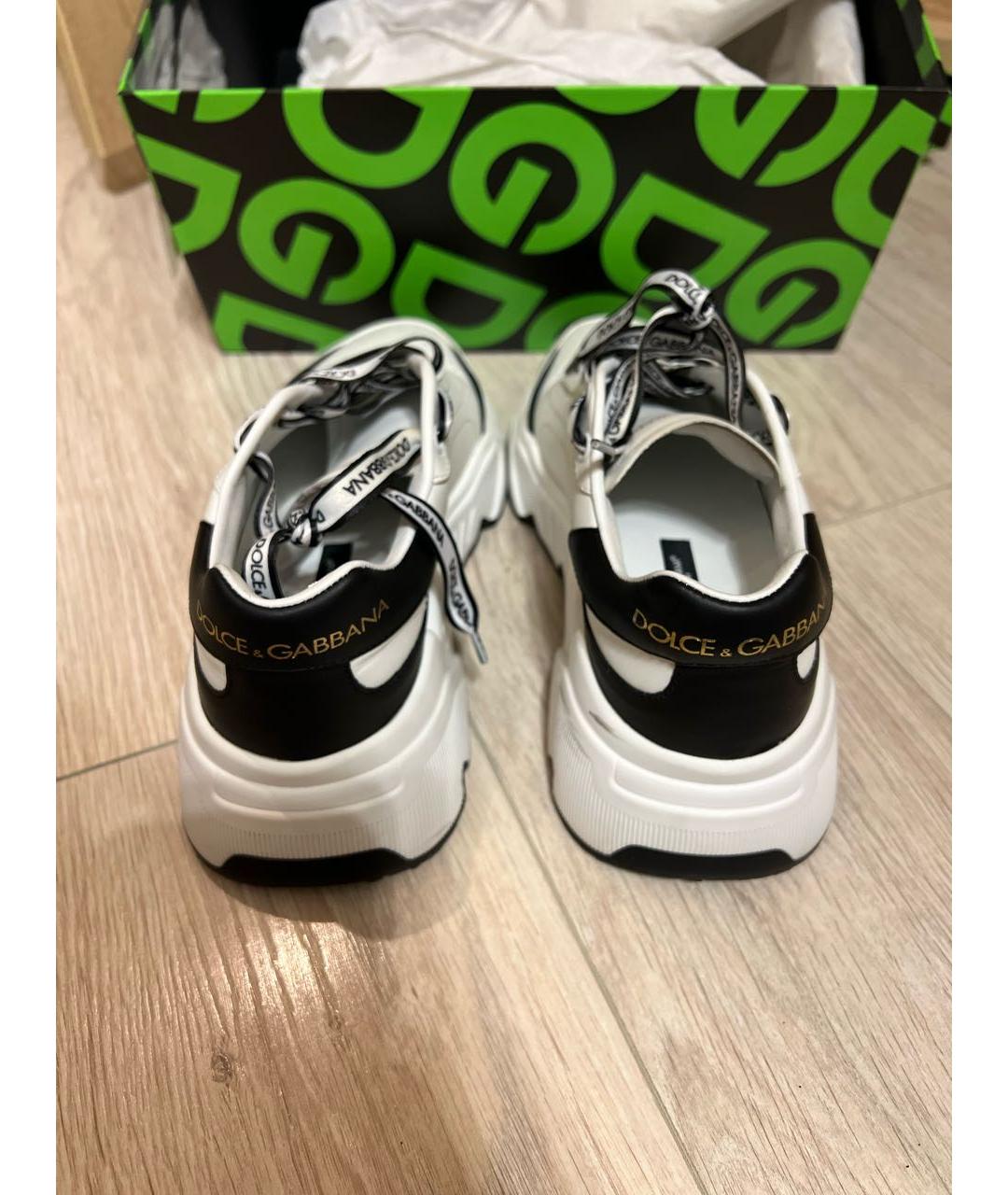 DOLCE&GABBANA Белые кожаные кроссовки, фото 4