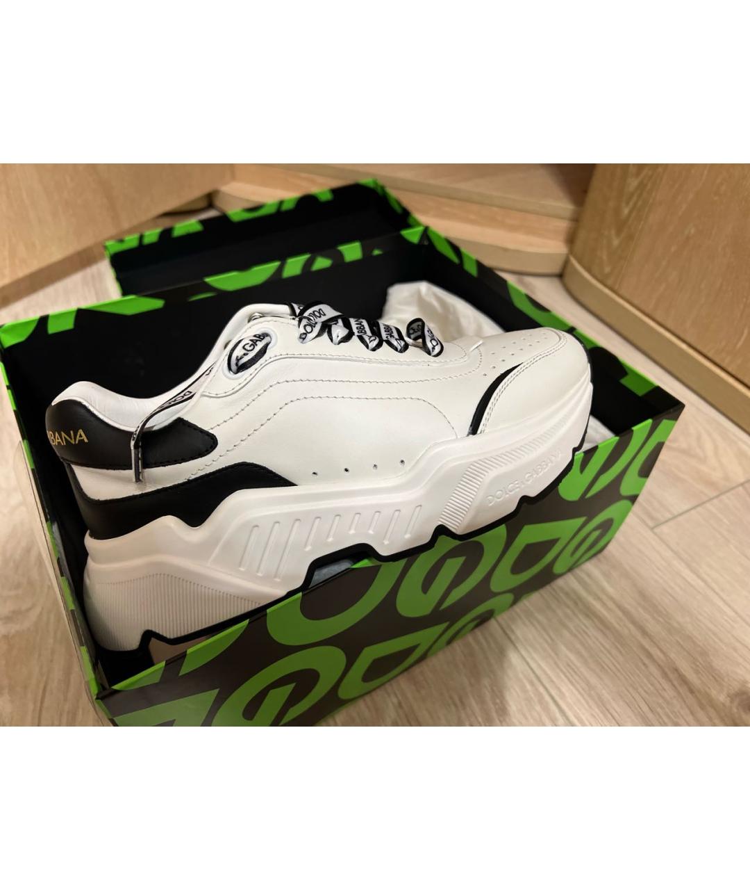 DOLCE&GABBANA Белые кожаные кроссовки, фото 8