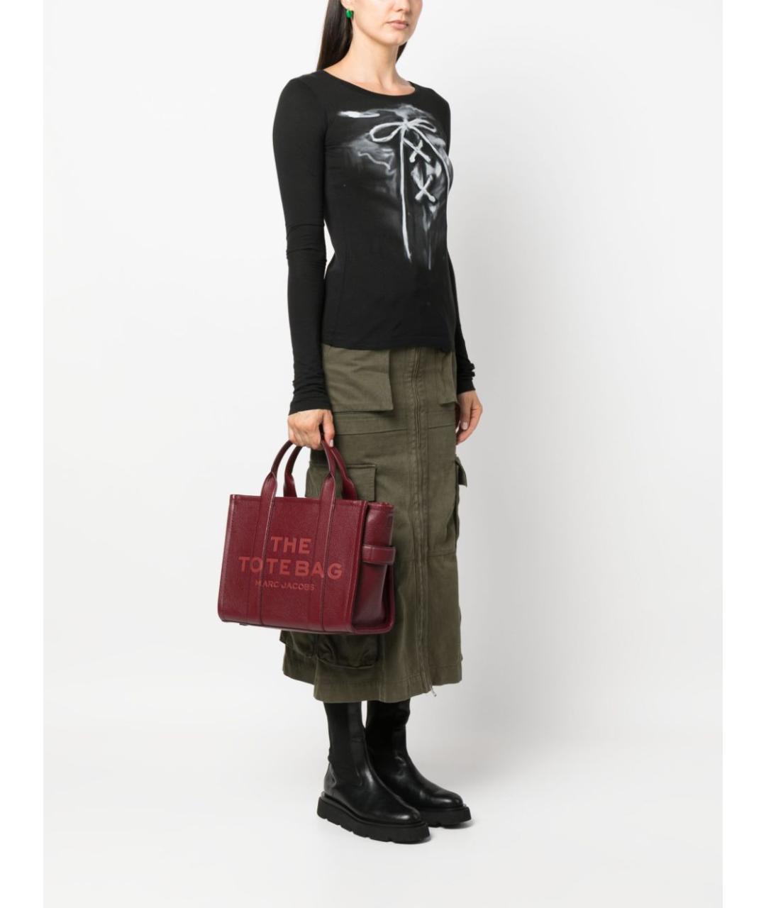 MARC JACOBS Бордовая кожаная сумка тоут, фото 5