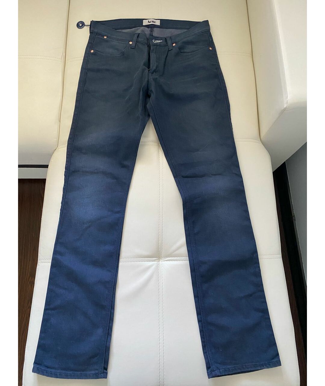 ACNE STUDIOS Синие хлопковые прямые джинсы, фото 9