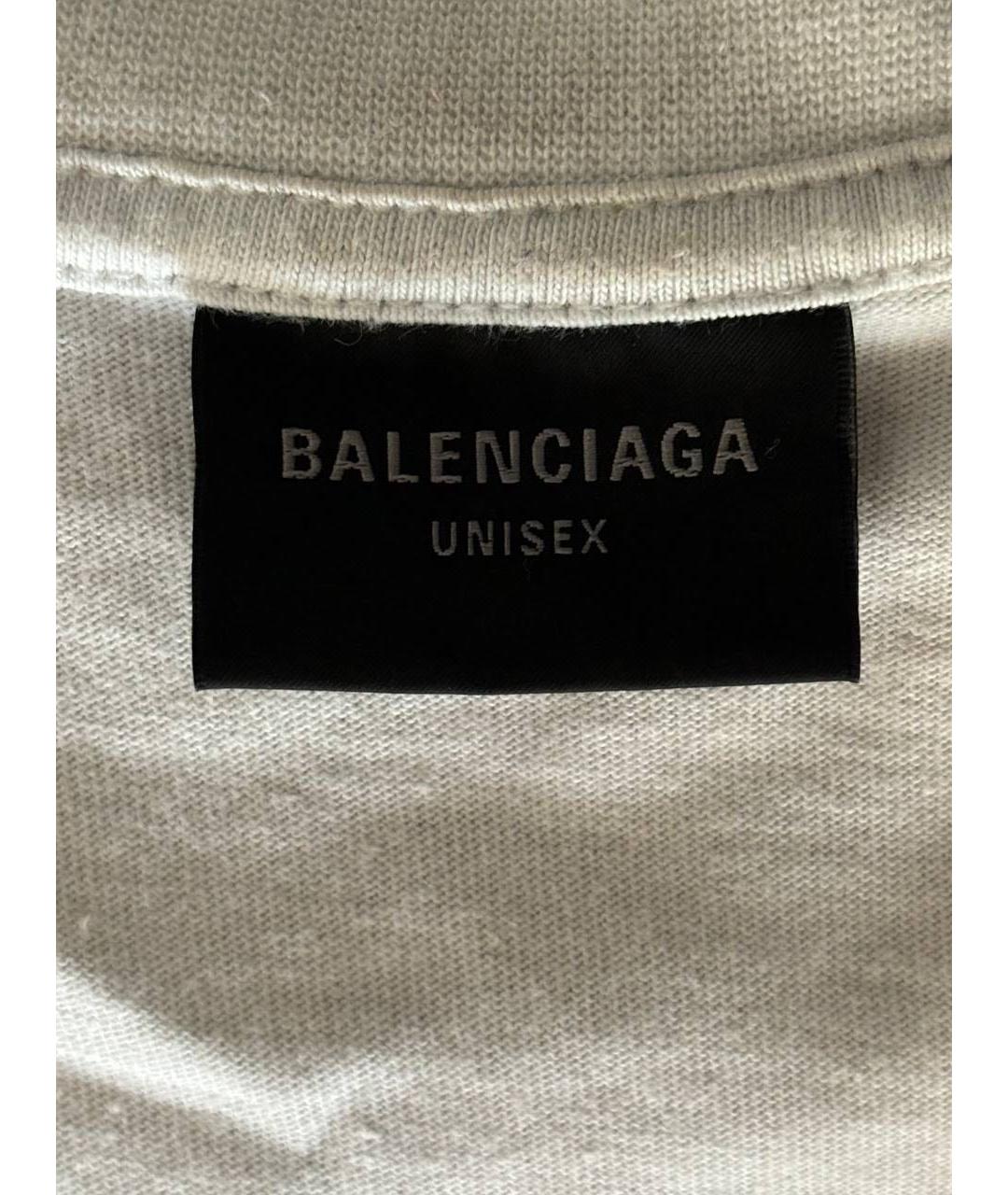 BALENCIAGA Бежевая хлопковая футболка, фото 3