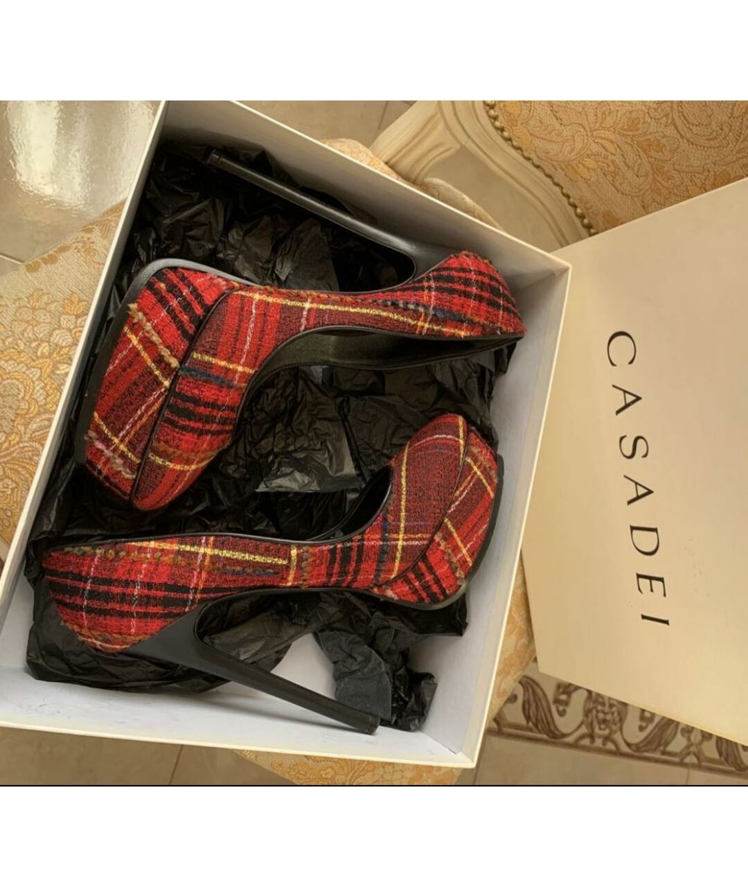 CASADEI Красные текстильные туфли, фото 3