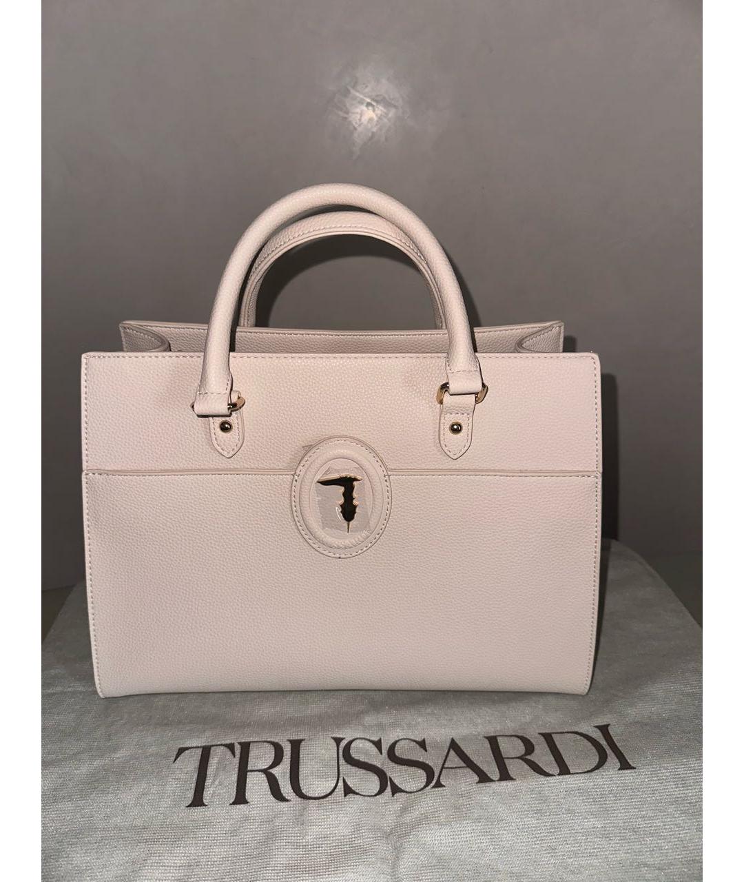 TRUSSARDI Бежевая кожаная сумка тоут, фото 5