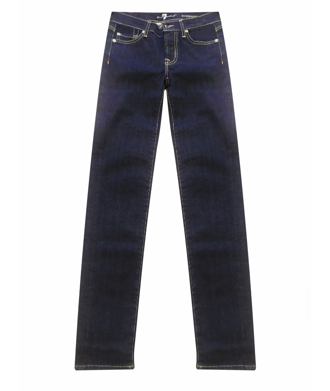 7 FOR ALL MANKIND Темно-синие хлопко-эластановые прямые джинсы, фото 1