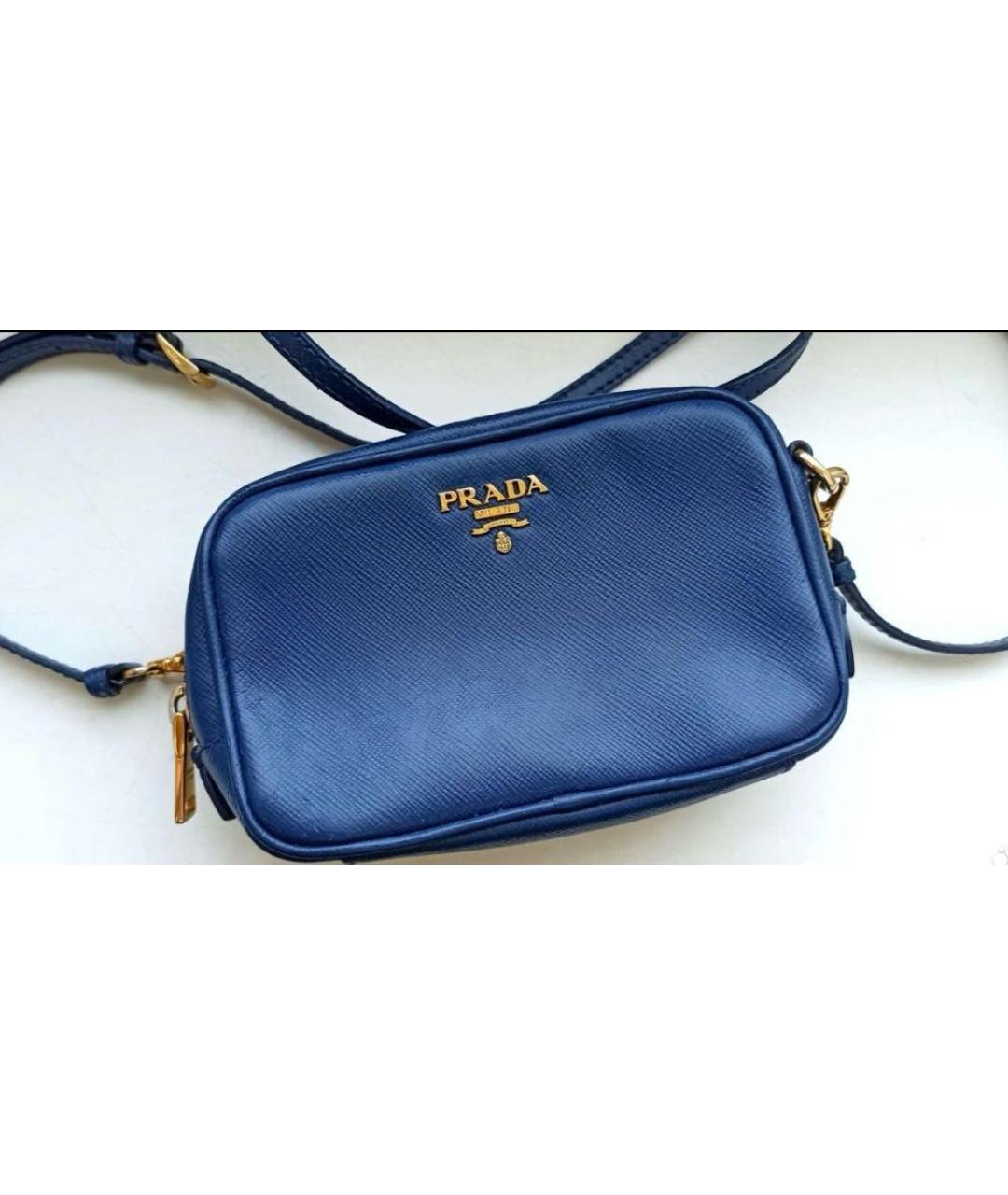 PRADA Темно-синяя кожаная сумка через плечо, фото 2