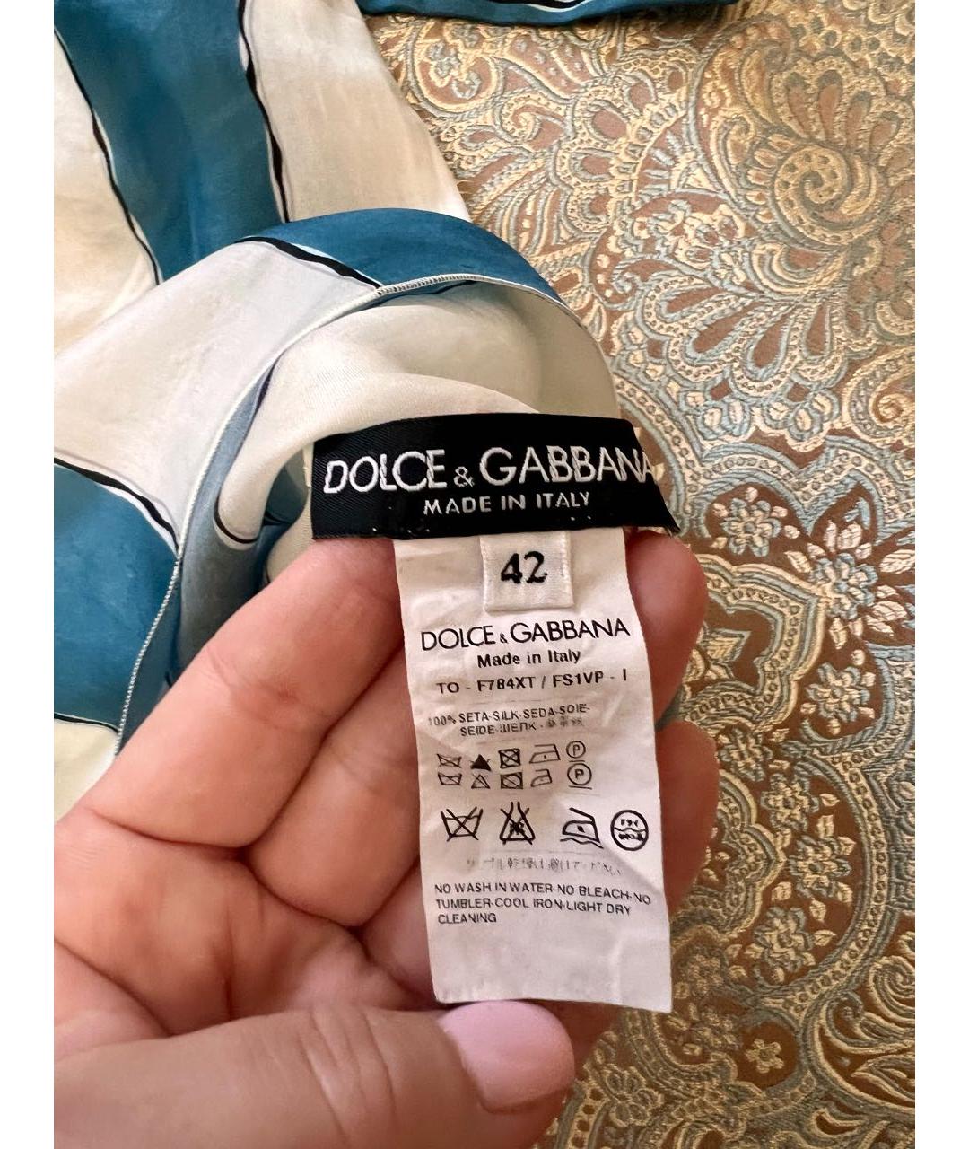 DOLCE&GABBANA Белая шелковая блузы, фото 3