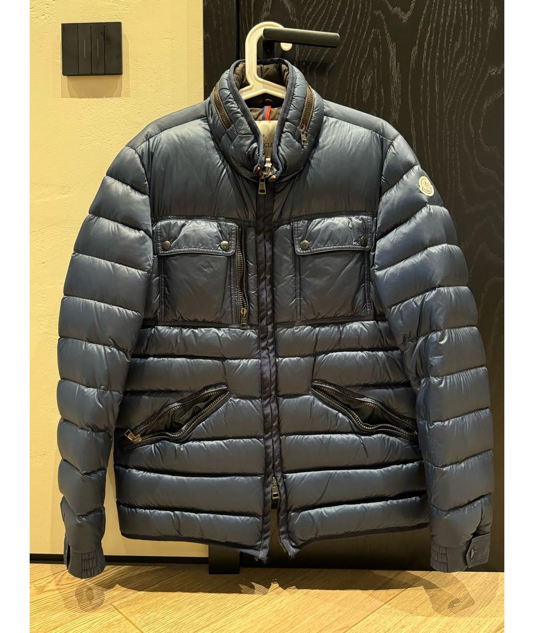 MONCLER Синяя полиэстеровая куртка, фото 7