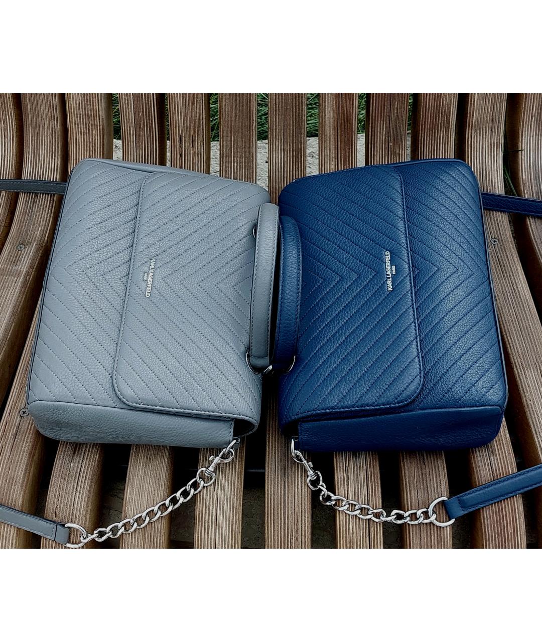 KARL LAGERFELD Темно-синяя кожаная сумка через плечо, фото 8