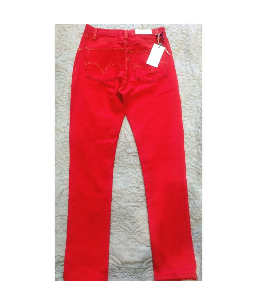 RE/DONE Красные хлопковые джинсы слим, фото 2