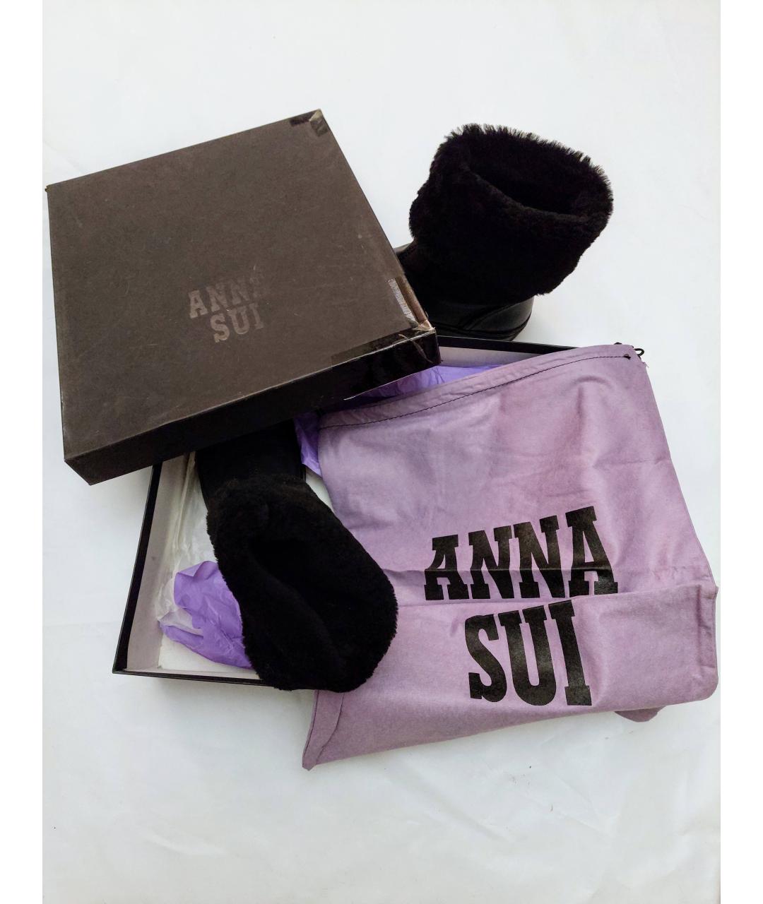 ANNA SUI Черные кожаные полусапоги, фото 9