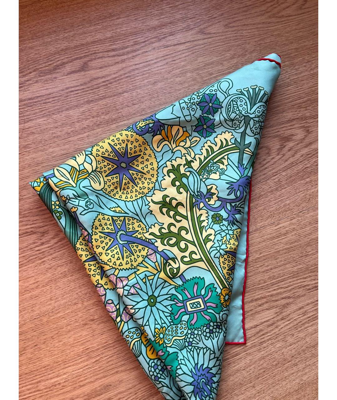 HERMES Бирюзовый платок, фото 6