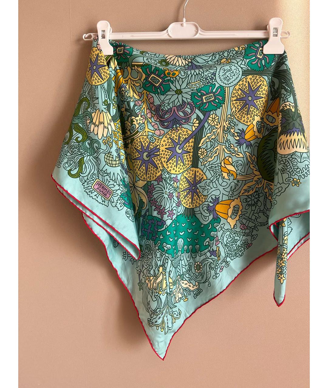 HERMES Бирюзовый платок, фото 2