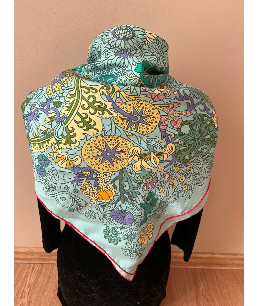 HERMES Бирюзовый платок, фото 4