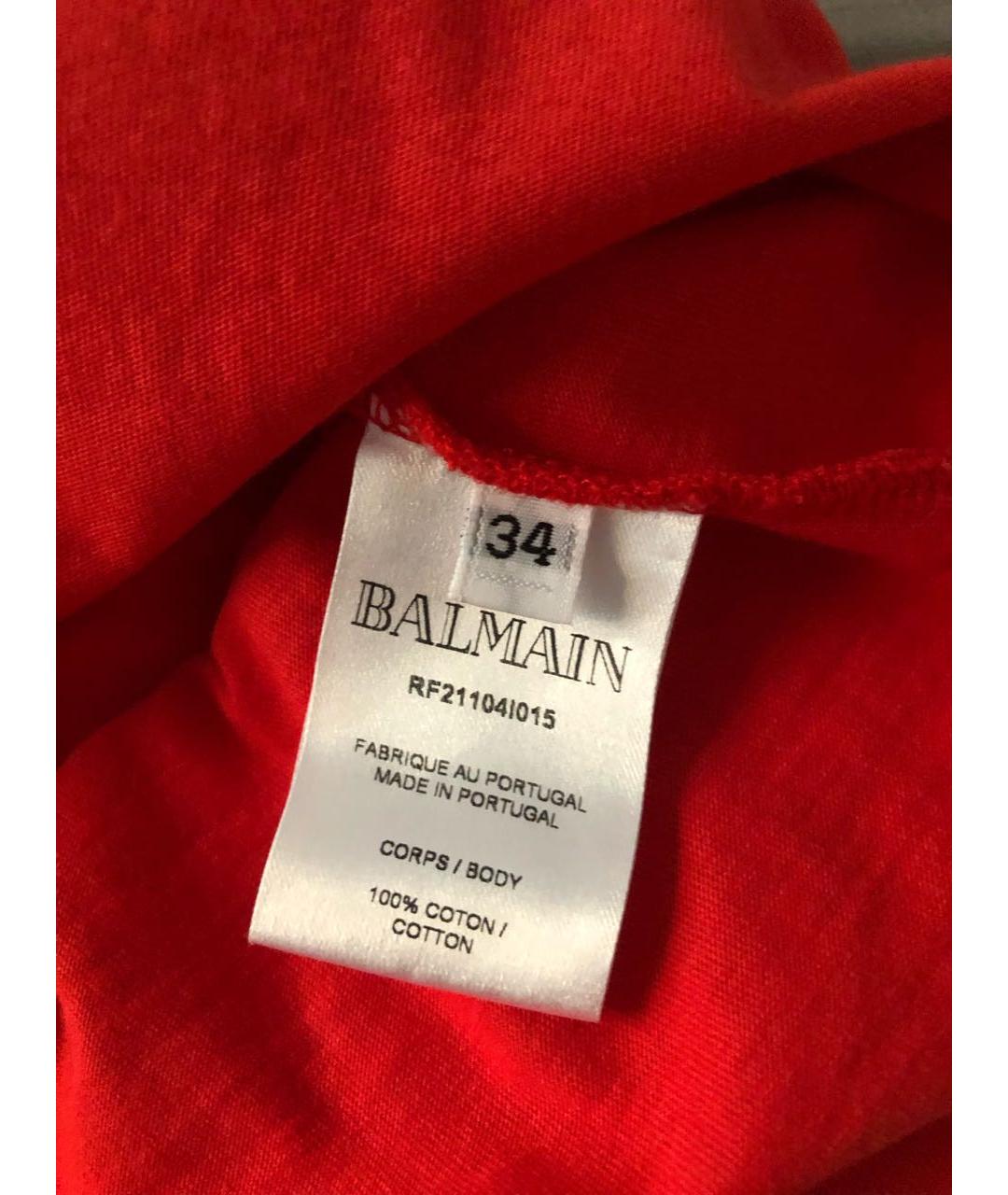 BALMAIN Красная хлопковая майка, фото 4