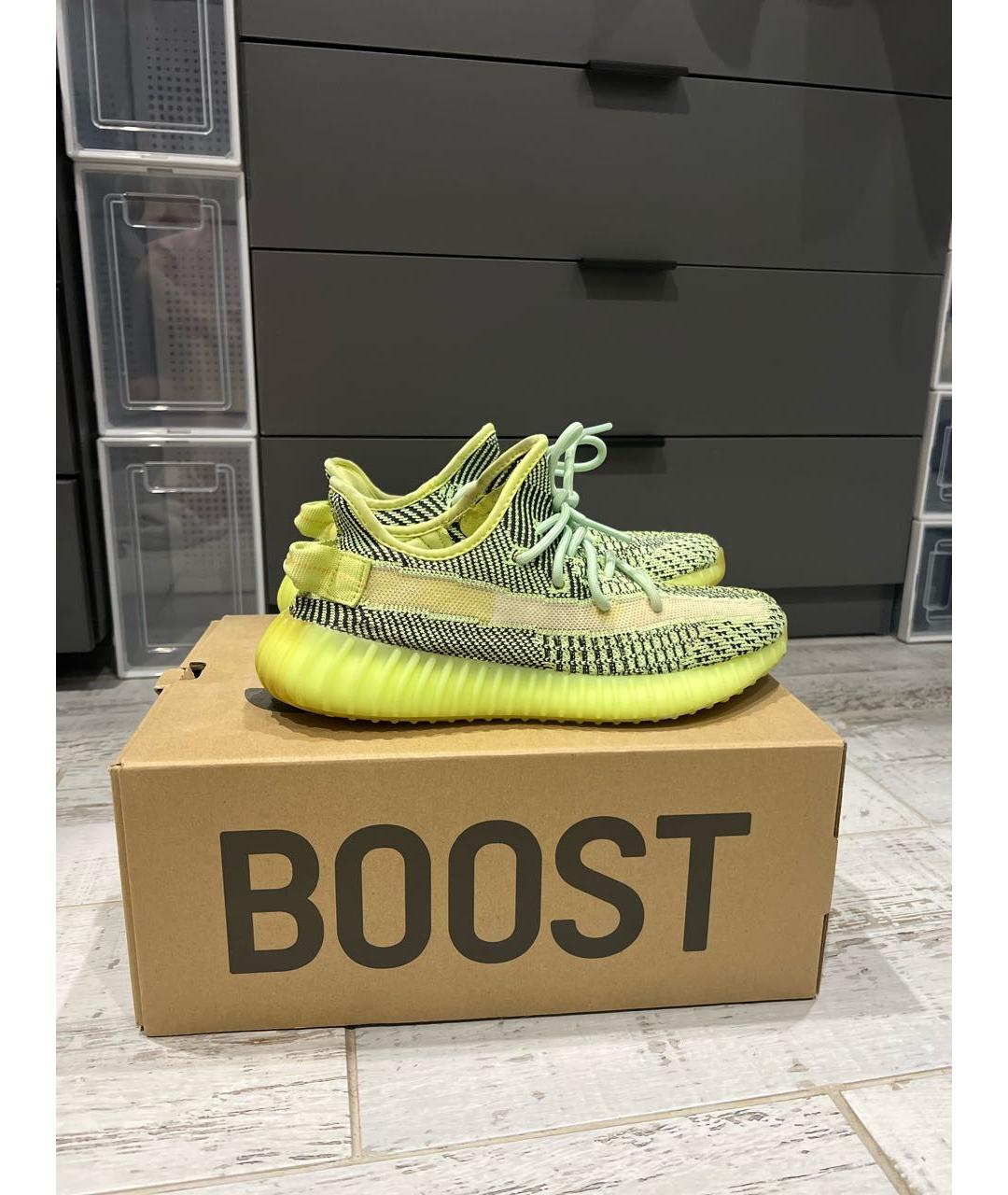 ADIDAS YEEZY Салатовые текстильные кроссовки, фото 5