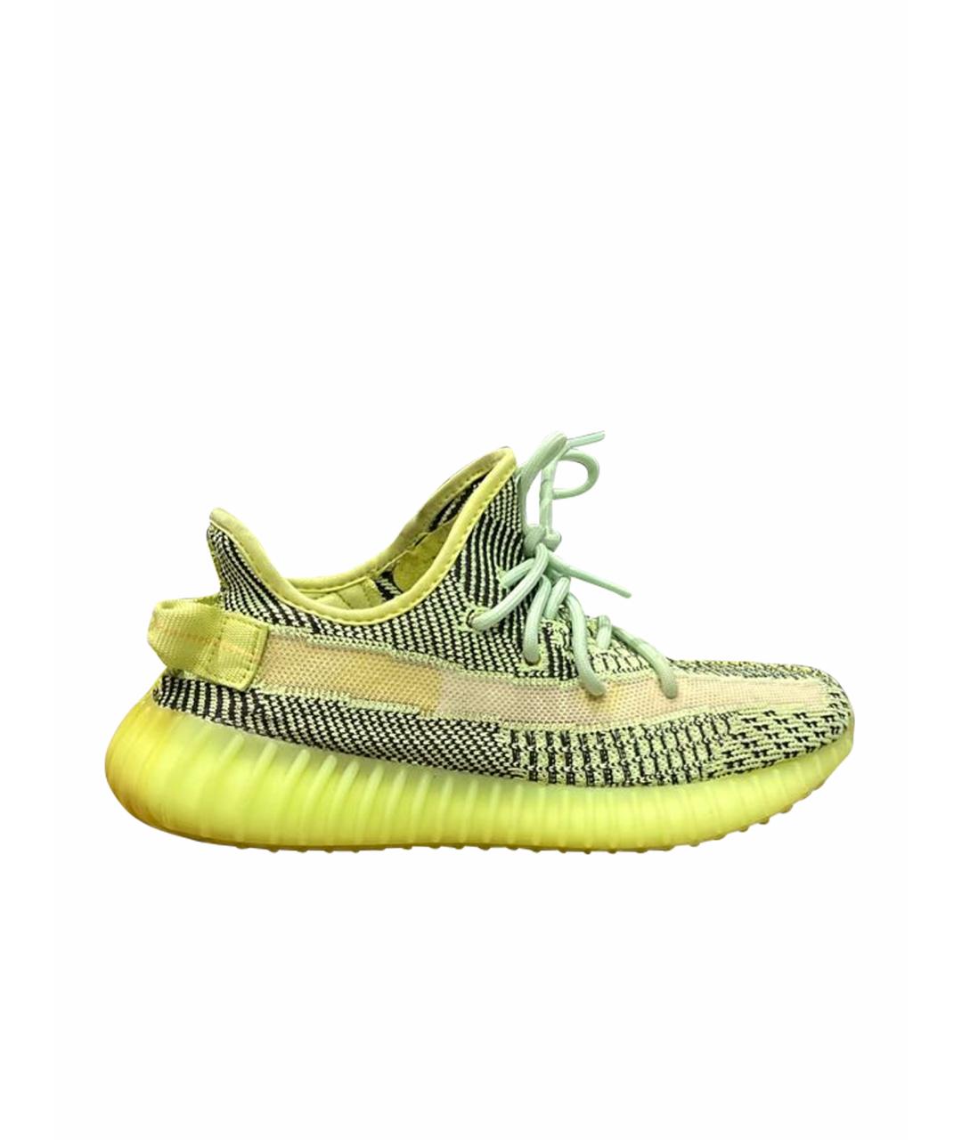 ADIDAS YEEZY Салатовые текстильные кроссовки, фото 1