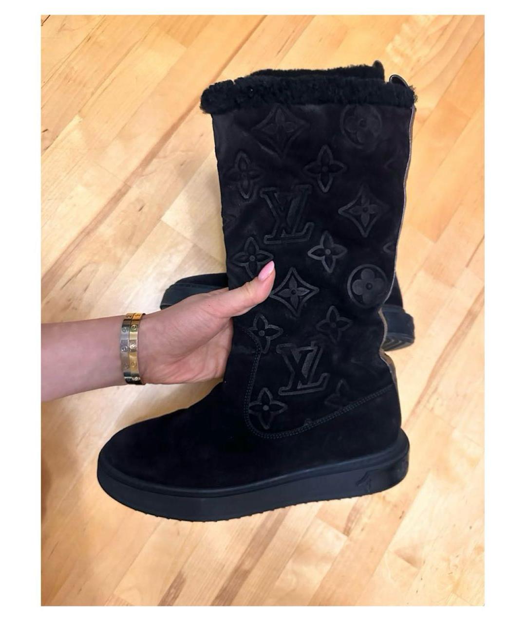 LOUIS VUITTON Темно-синие замшевые сапоги, фото 3