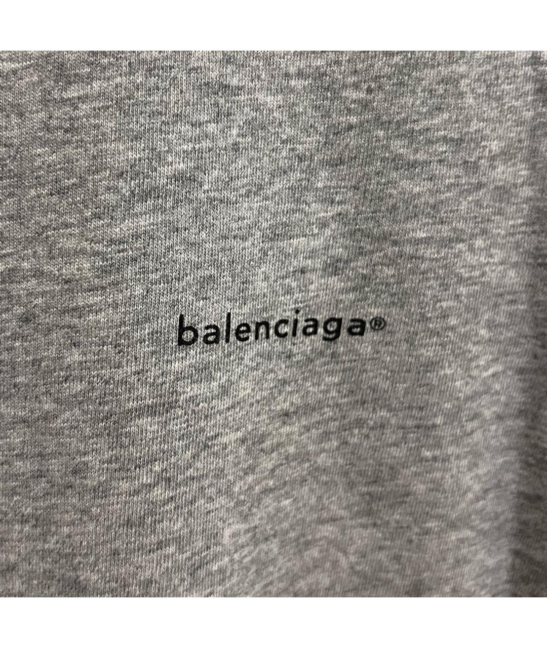 BALENCIAGA Серая хлопковая футболка, фото 4