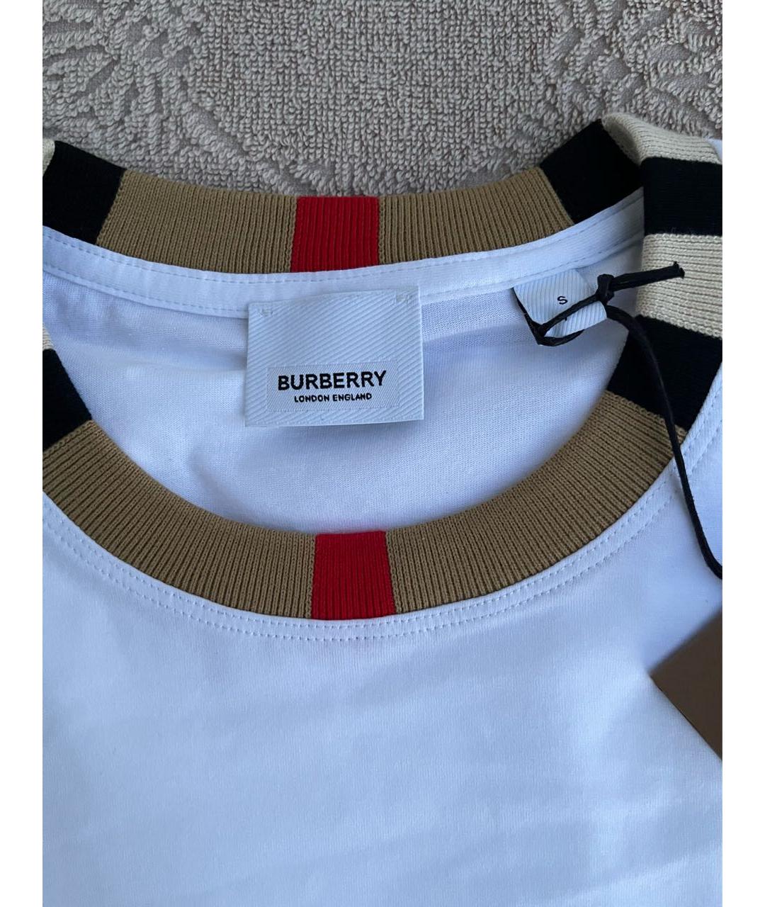 BURBERRY Белая хлопковая футболка, фото 3