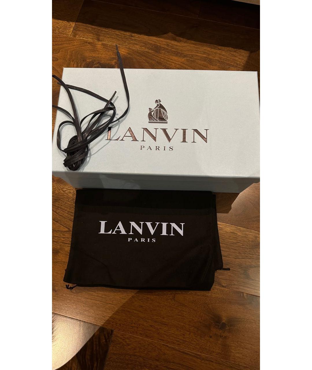 LANVIN Темно-синие замшевые низкие кроссовки / кеды, фото 4