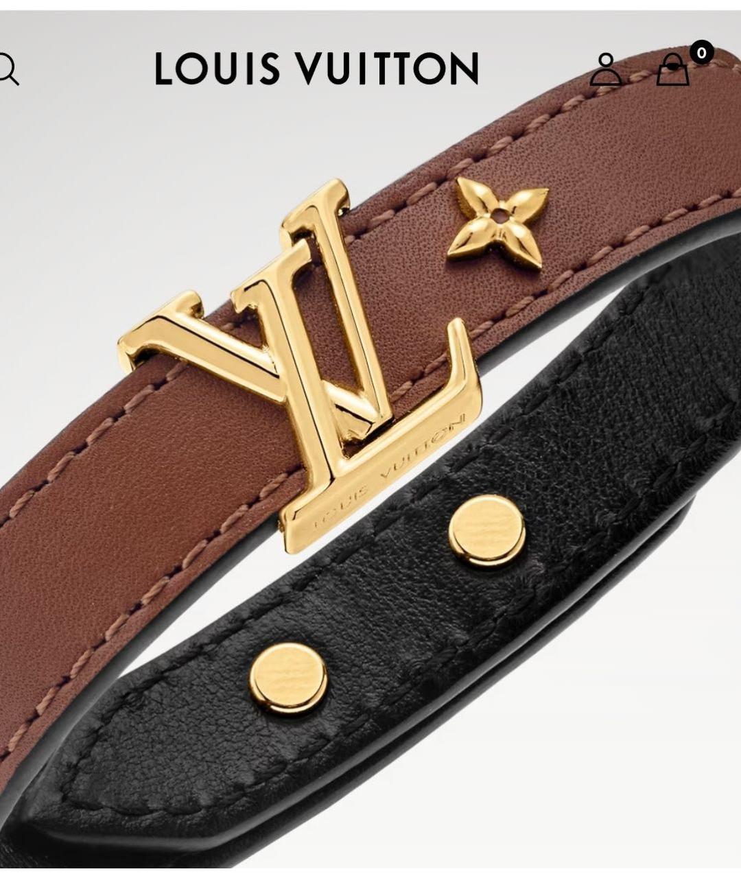 LOUIS VUITTON Коричневый кожаный браслет, фото 2