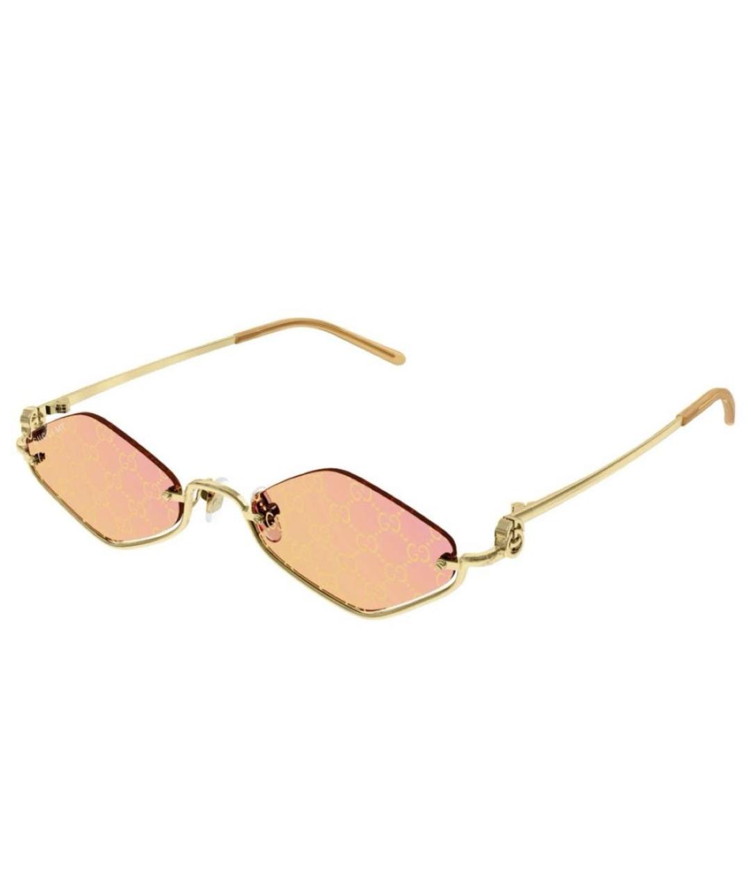 GUCCI Золотые металлические солнцезащитные очки, фото 2
