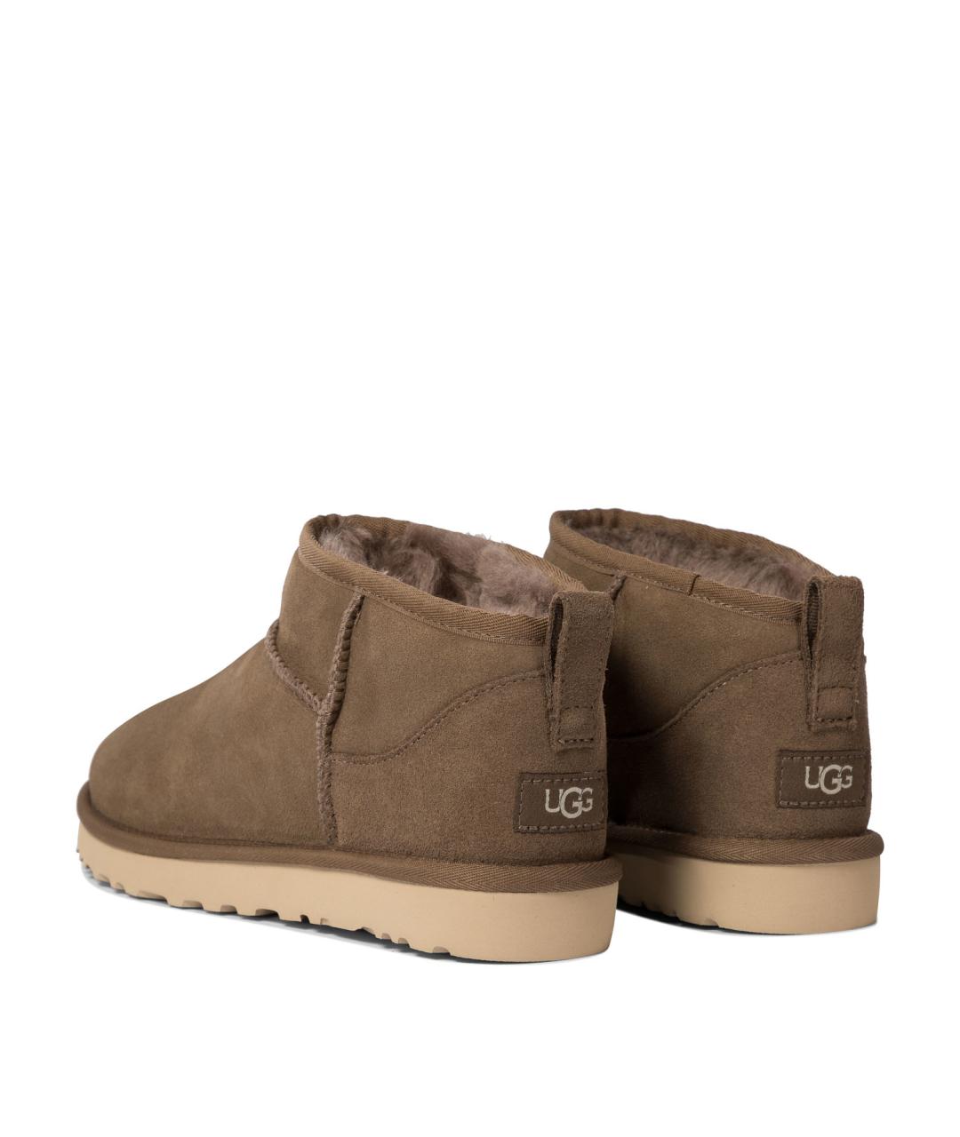 UGG AUSTRALIA Коричневые кожаные низкие ботинки, фото 4