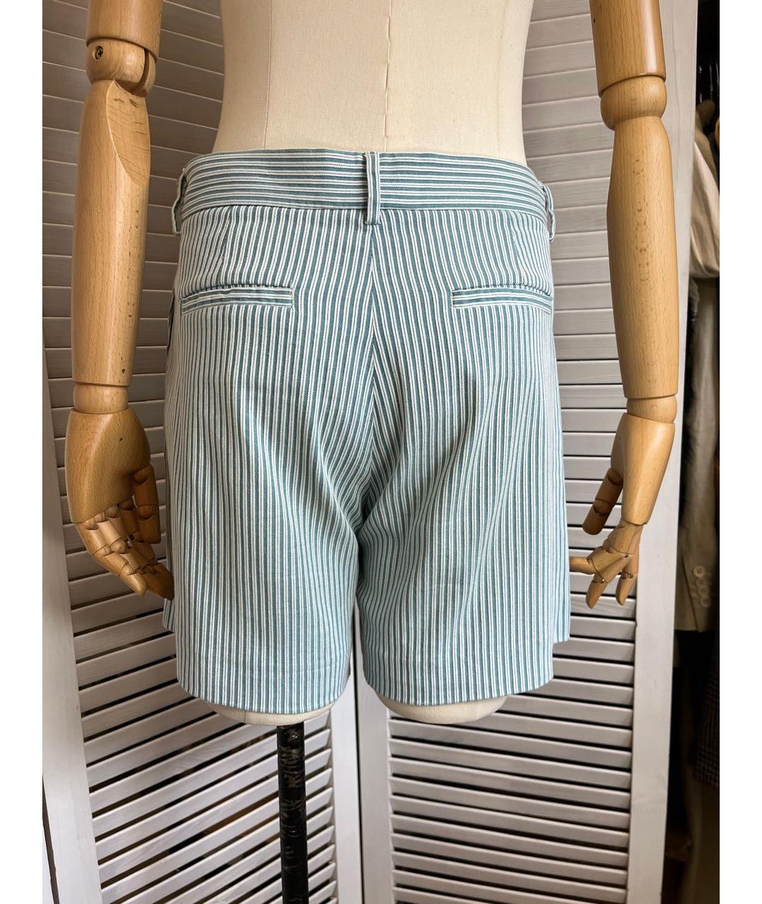LORO PIANA Бирюзовые хлопко-эластановые шорты, фото 5
