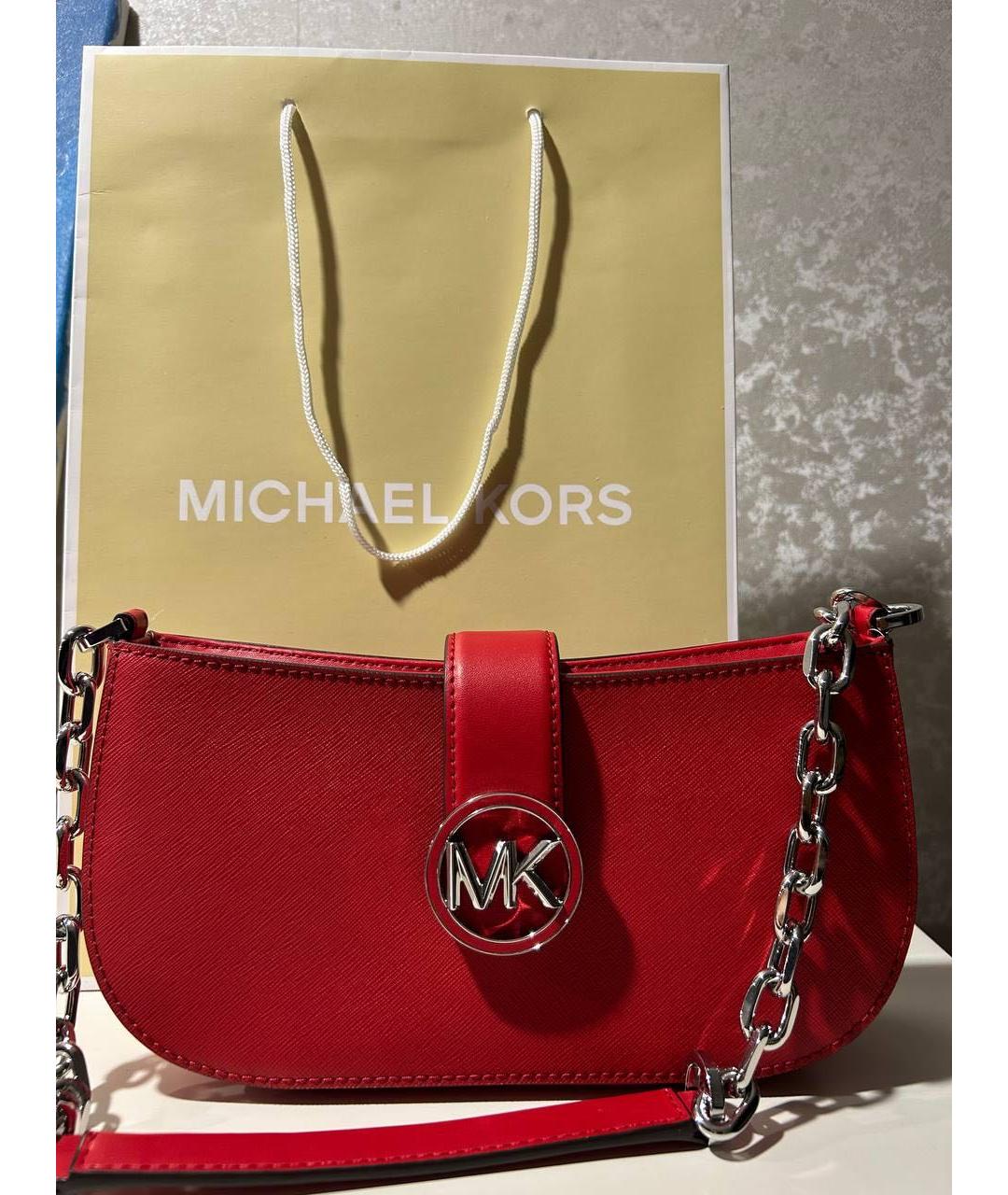 MICHAEL KORS Красная кожаная сумка через плечо, фото 5